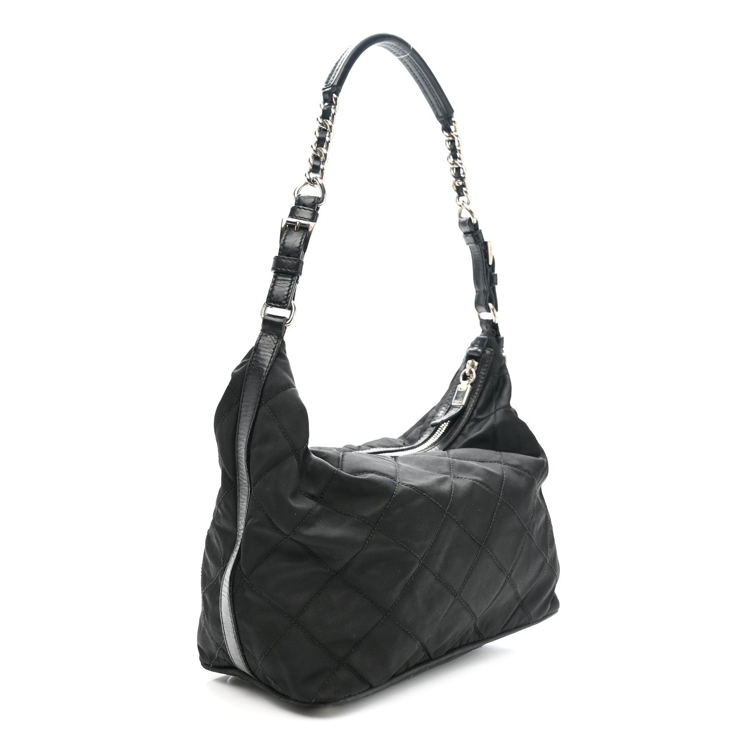 Tessuto Nylon Quilted Shoulder Bag Black