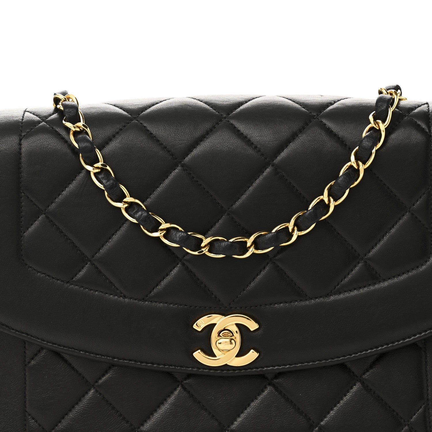 Lambskin Quilted Medium Single Flap Black