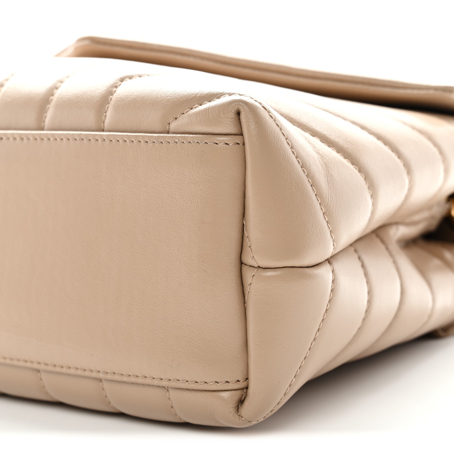 Calfskin Y Quilted Monogram Small Loulou Chain Satchel Dark Beige