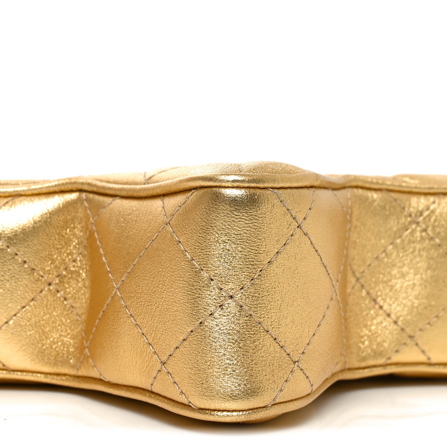 Metallic Lambskin Quilted Walk Of Fame Star Bag Gold