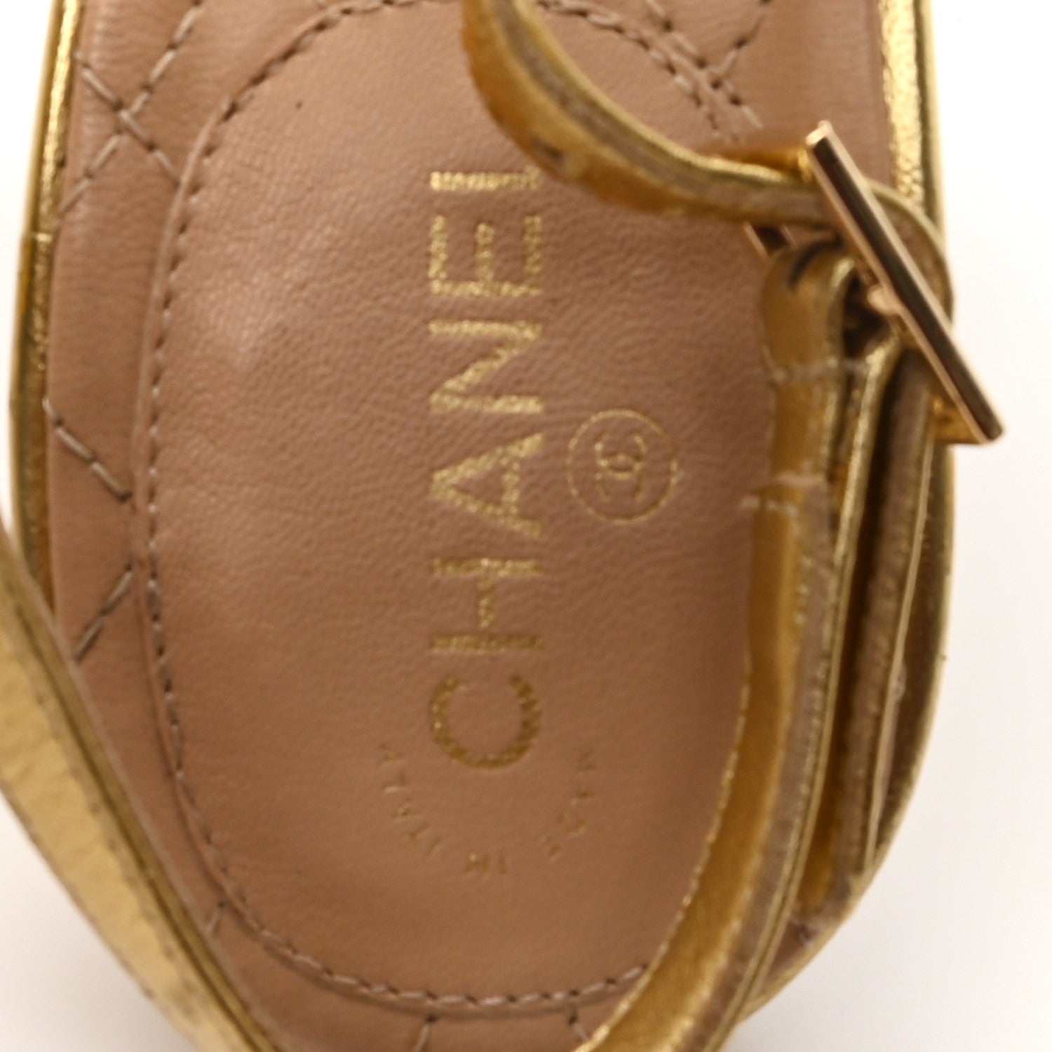 Metallic Calfskin PVC Peep Toe Heels 41 Gold