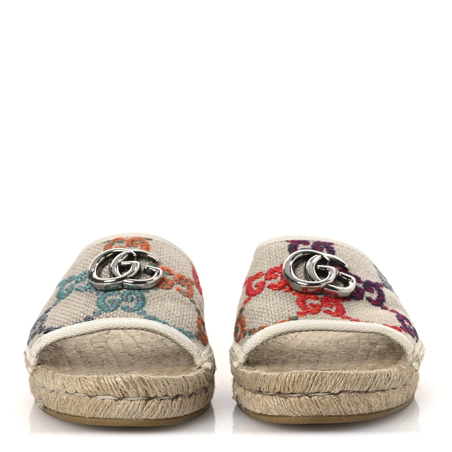Linen Psychedelic Mini GG Espadrille Slide Sandals 39 Multicolor