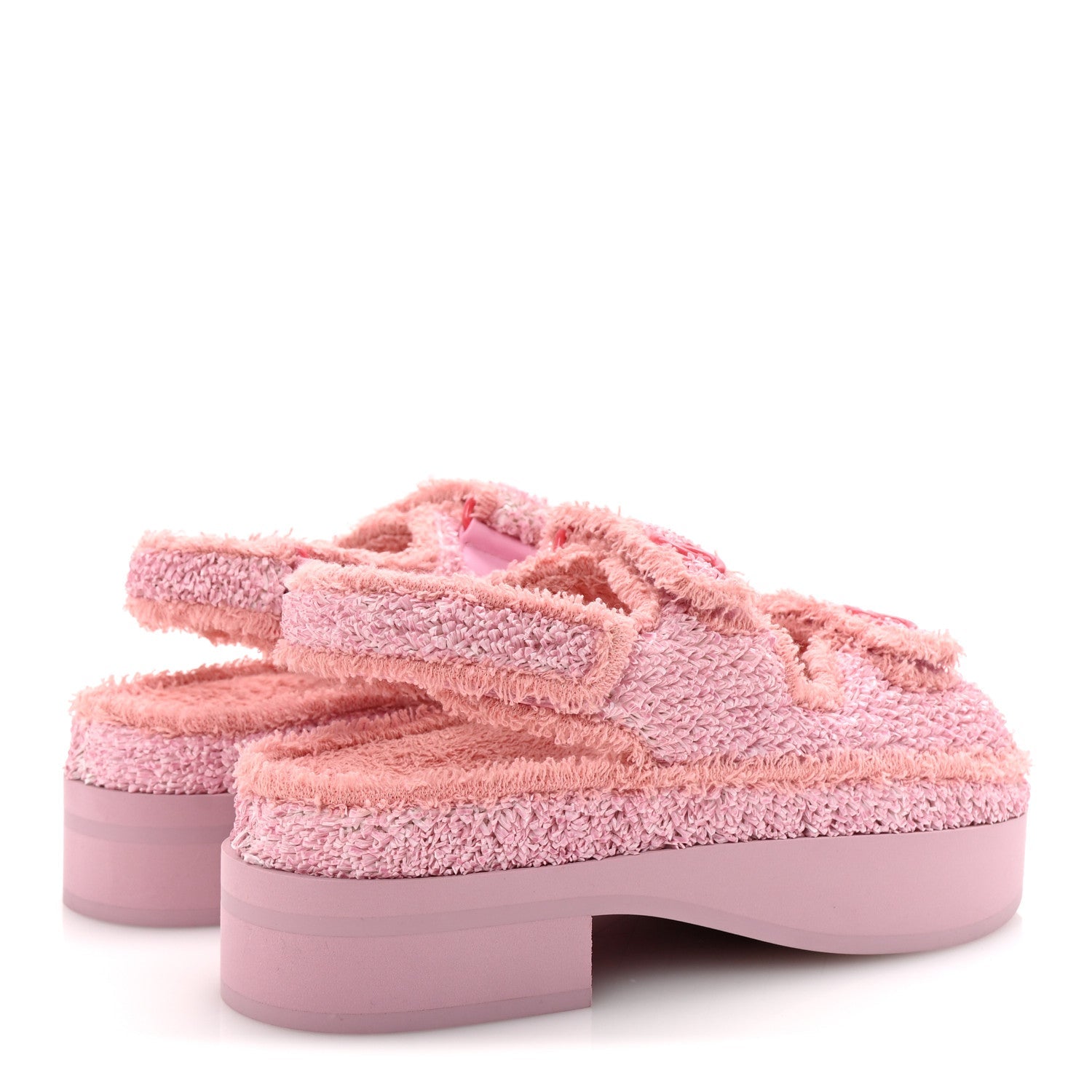 Fabric Terry Cloth Velcro Dad Platform Sandals 37 Light Pink Multicolor
