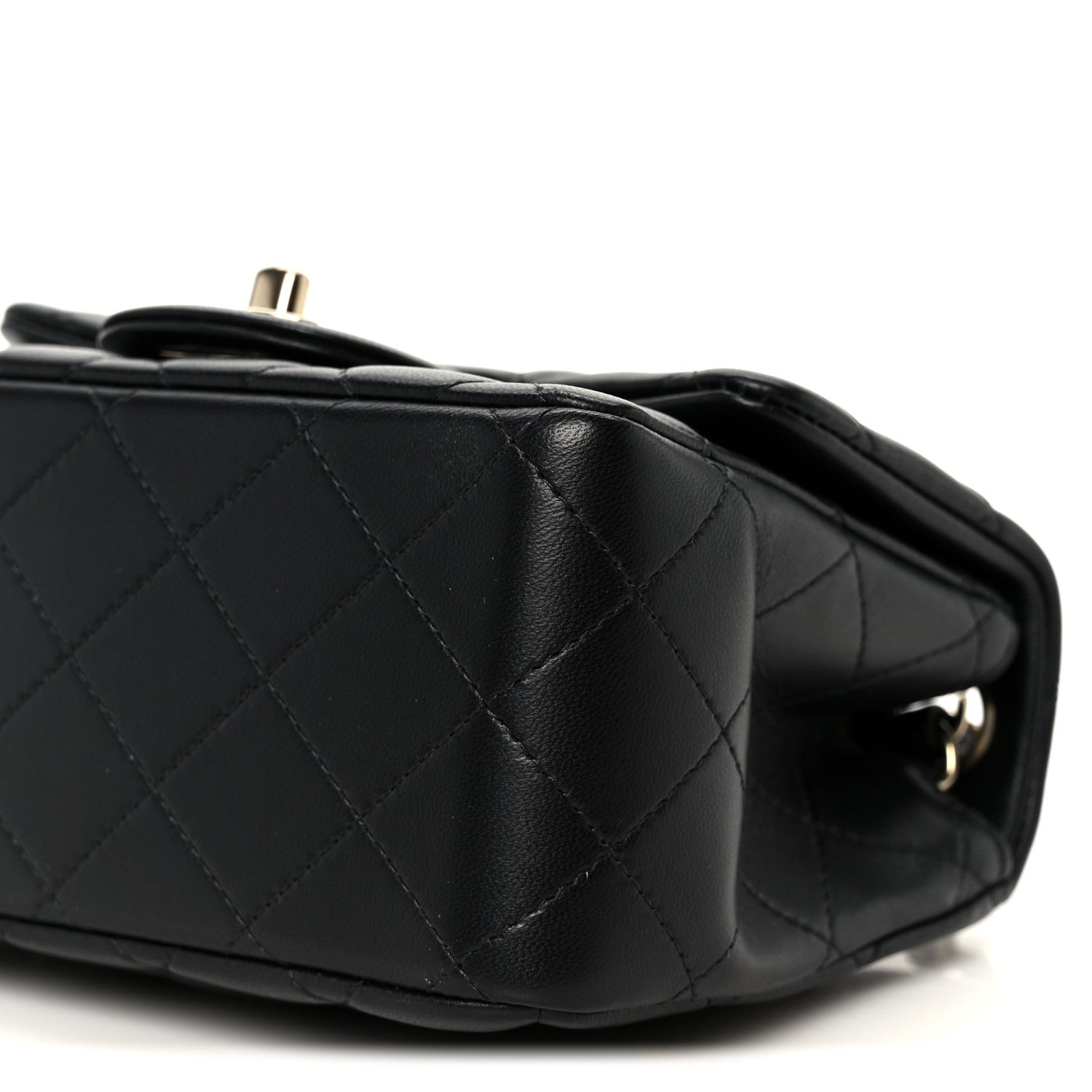 Lambskin Quilted Mini Square Flap Black