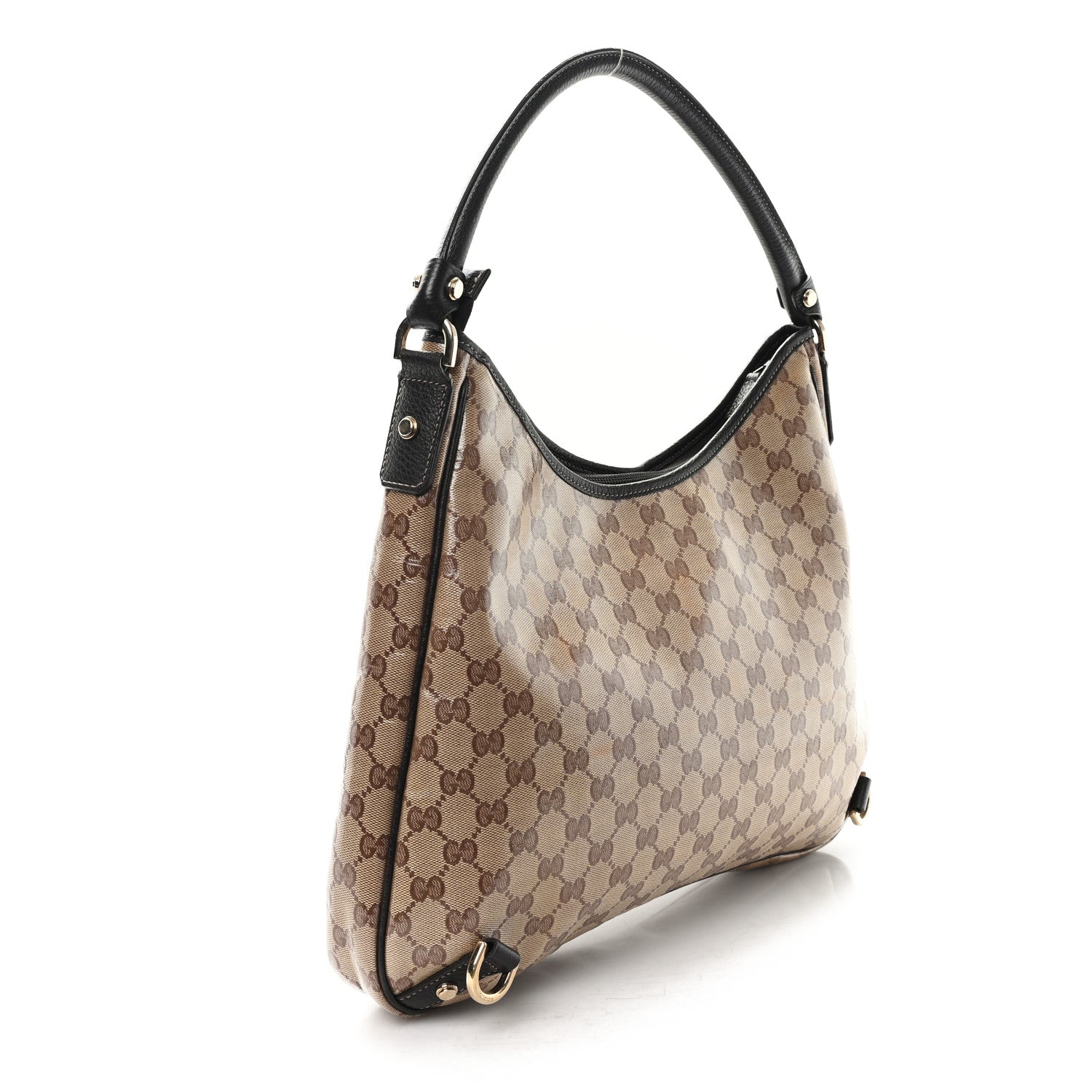 Crystal Monogram Large Abbey D Ring Hobo Dark Brown