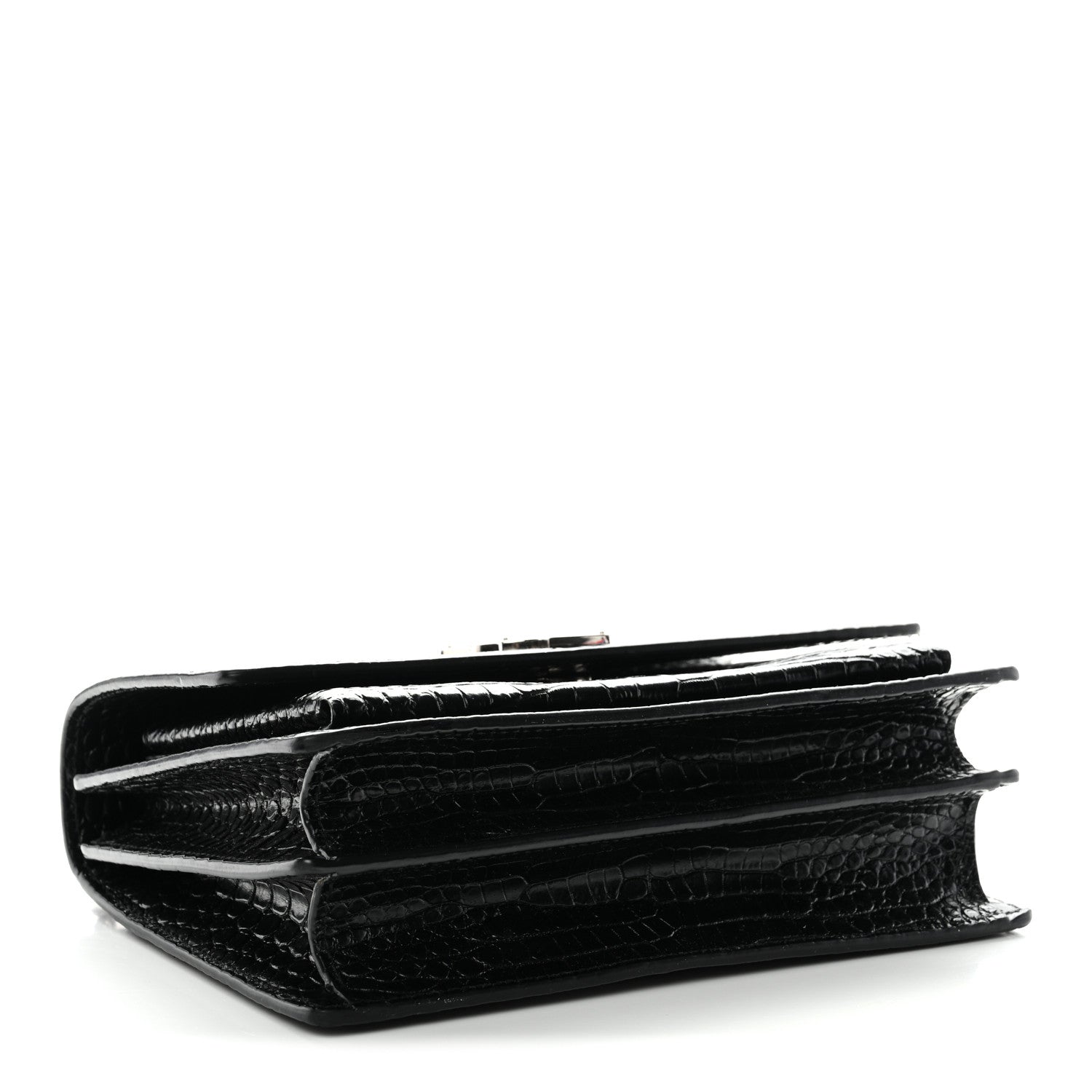 Calfskin Crocodile Embossed Medium Monogram Sunset Black