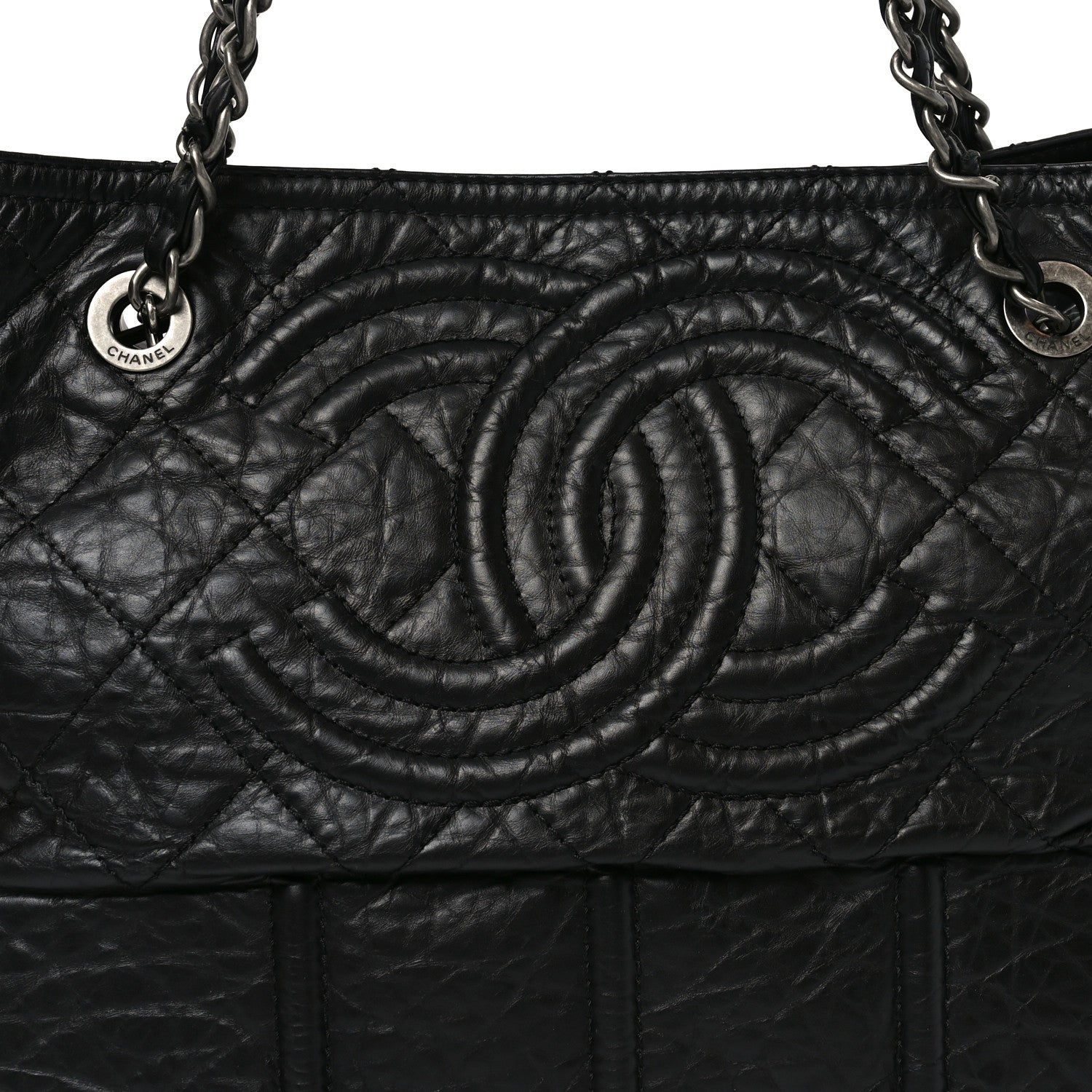 Aged Calfskin Small Shopping in Moscow Tote Black