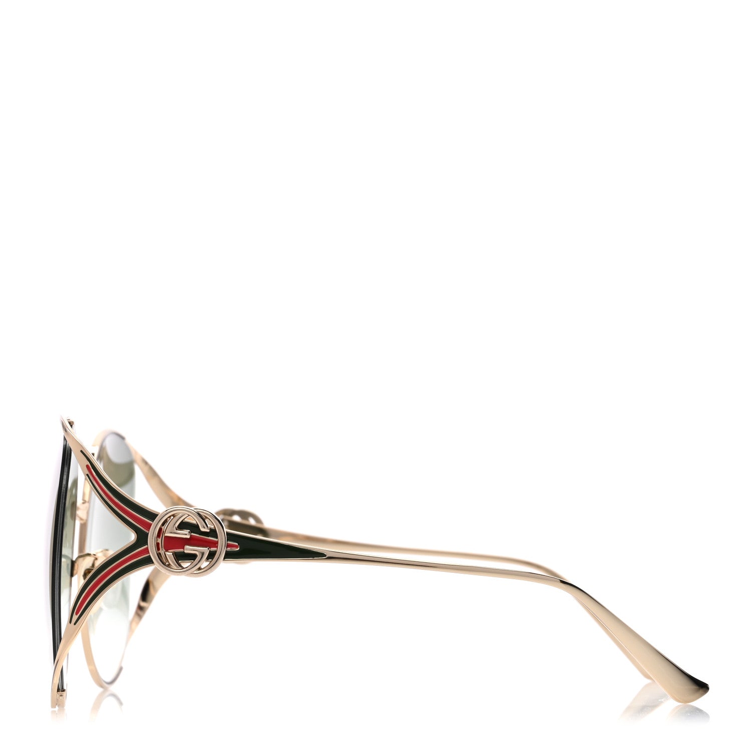 Metal Oversized Round Frame GG0225S Sunglasses Gold