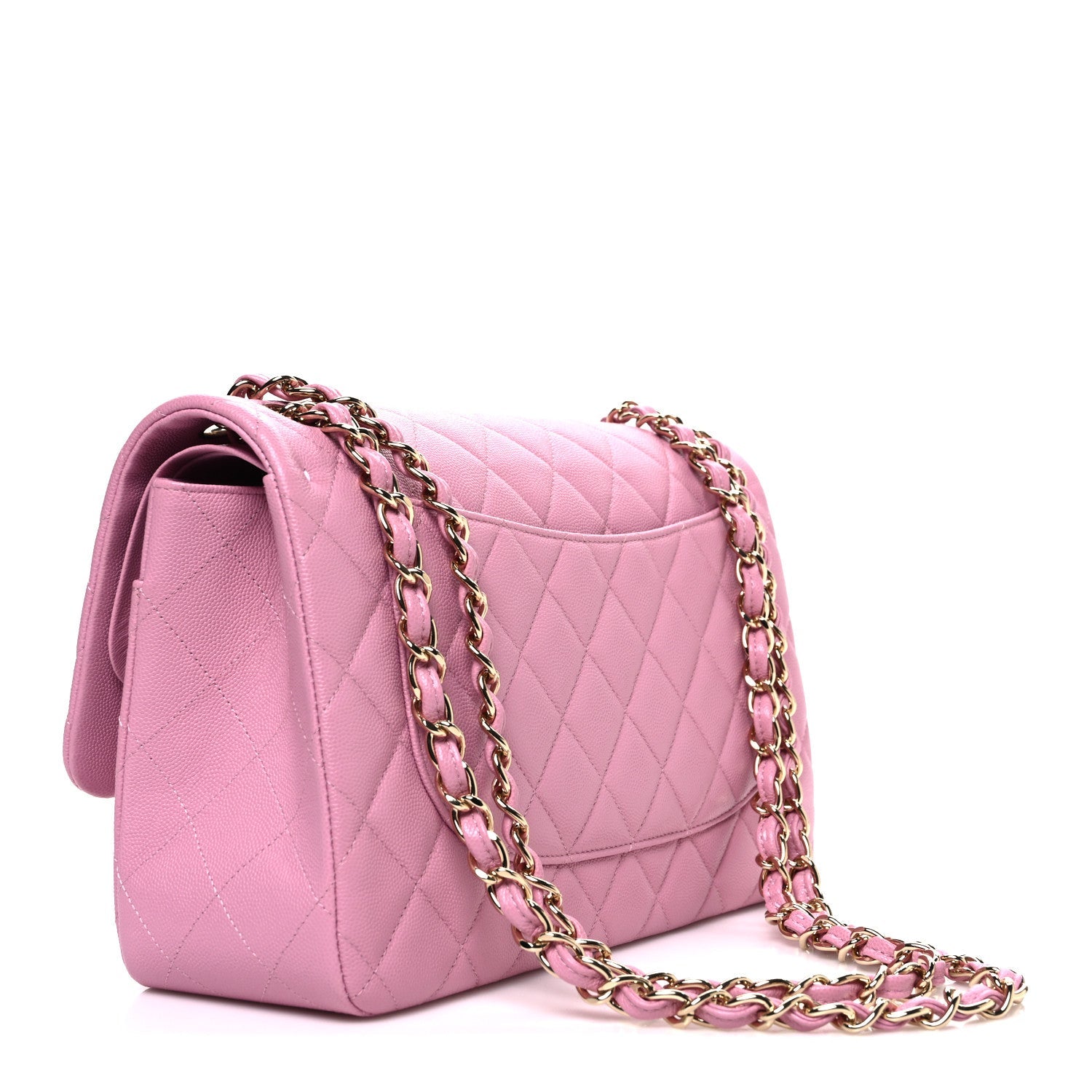 Caviar Quilted Jumbo Double Flap Pink