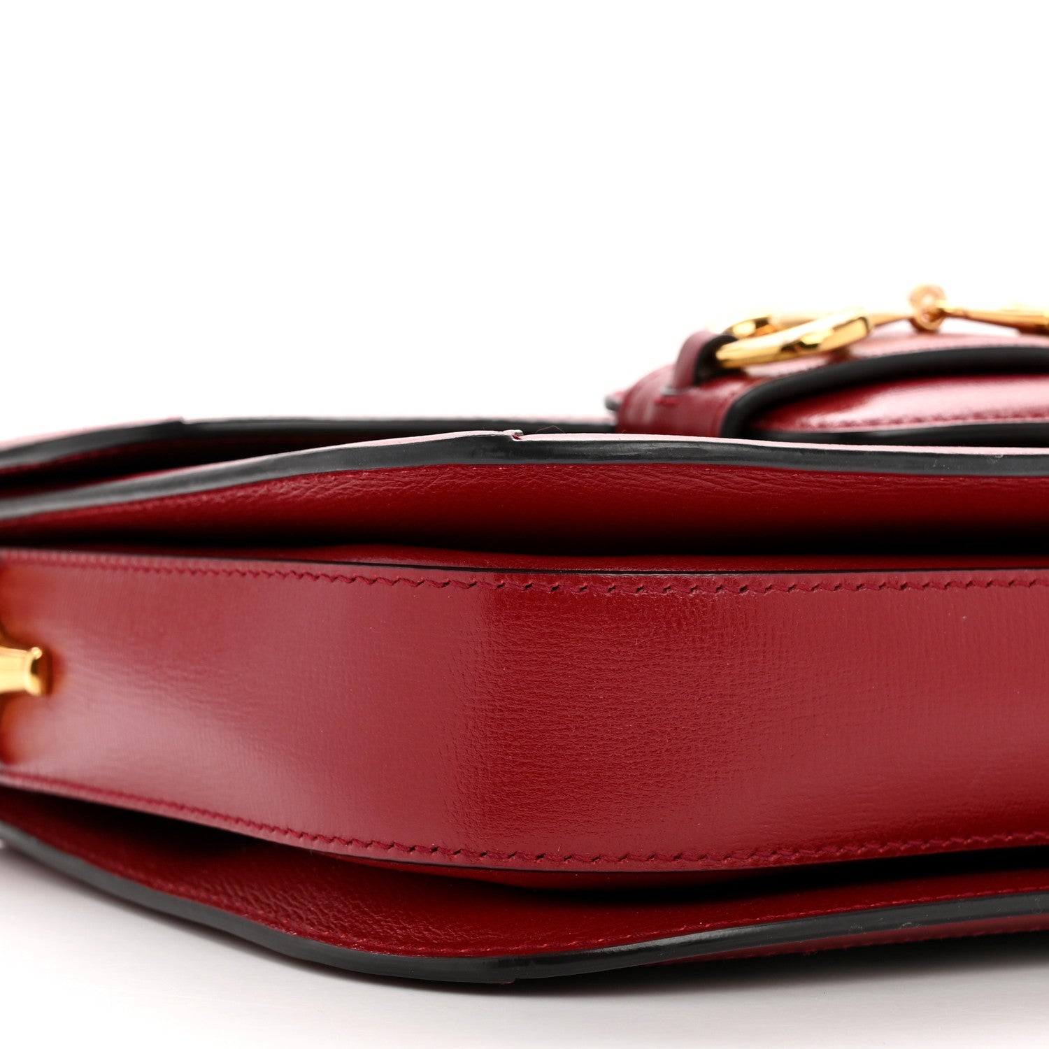 GG Supreme Monogram Azalea Calfskin Horsebit 1955 Shoulder Bag Beige Ebony New Cherry Red