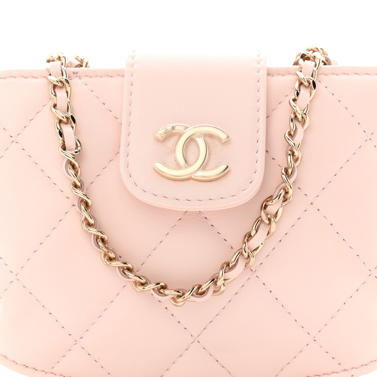 Lambskin Quilted Mini CC Chain Bag Light Pink