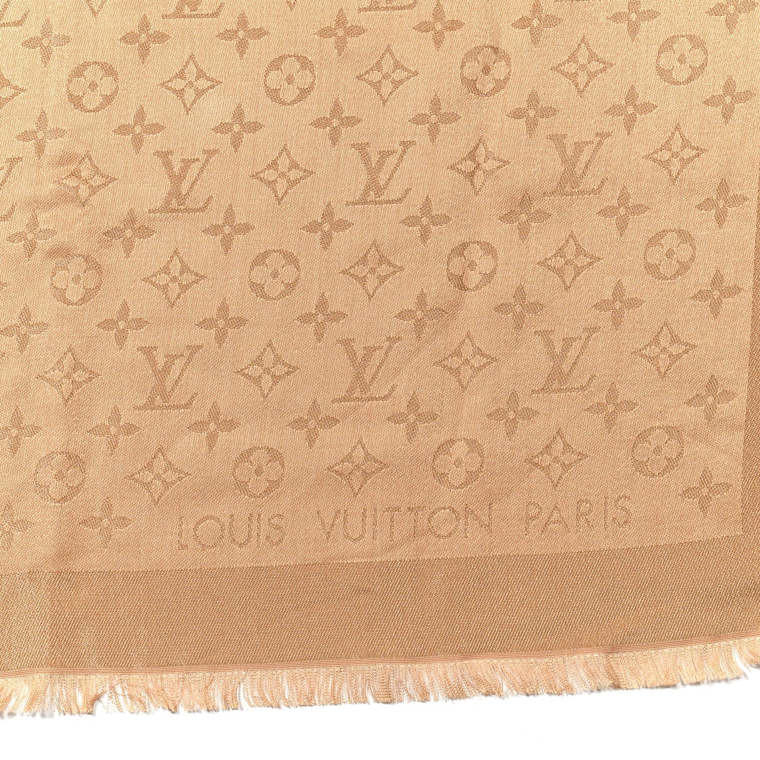 Silk Wool Monogram Shine Shawl Caramel