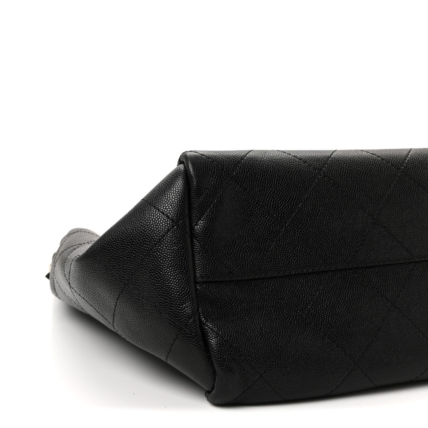 Caviar Stitched Large Shopping Tote Black