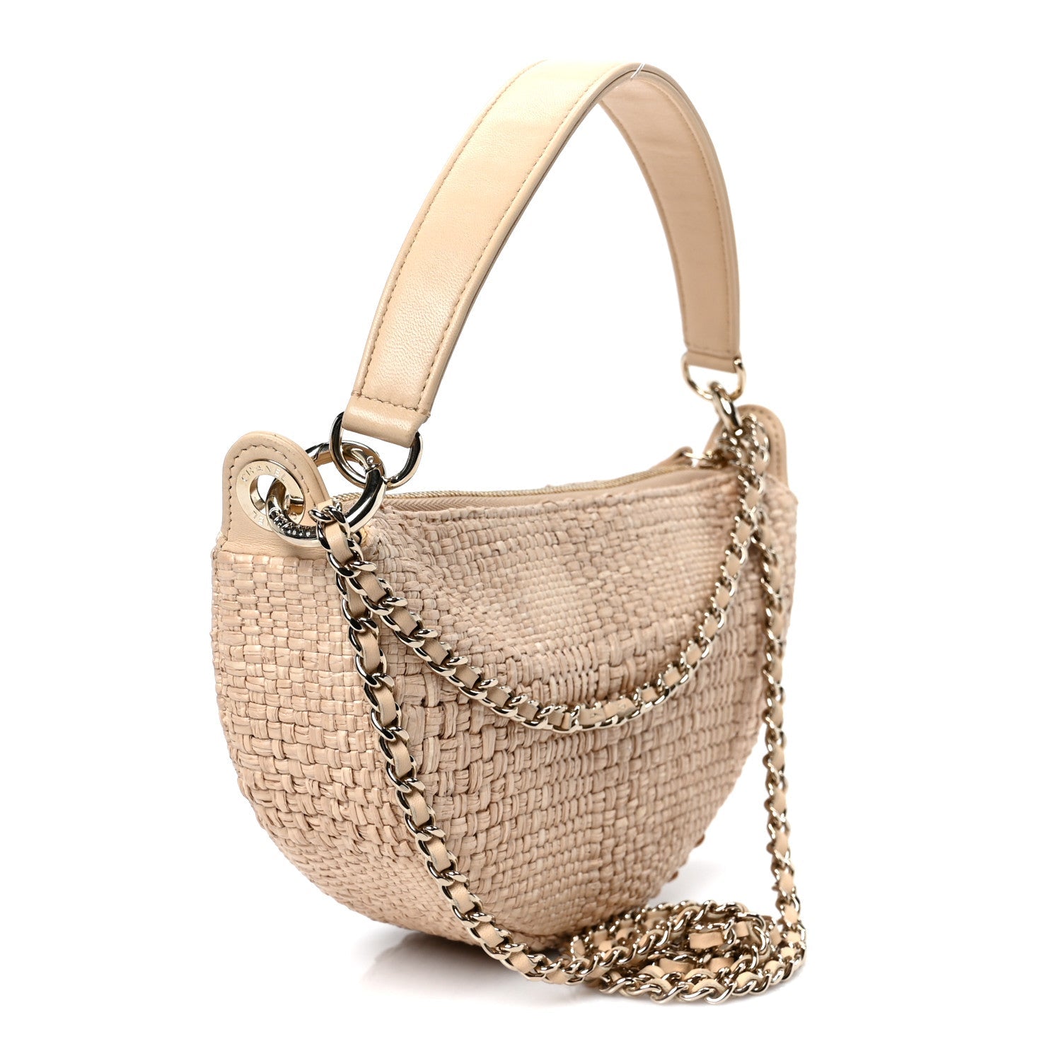 Raffia Other Shape With Chain Beige