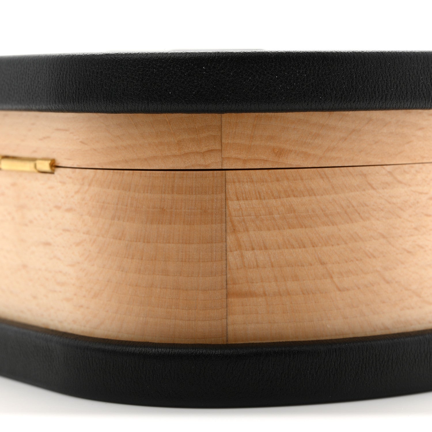 Beech Wood Lambskin Round CC Vanity Case Black