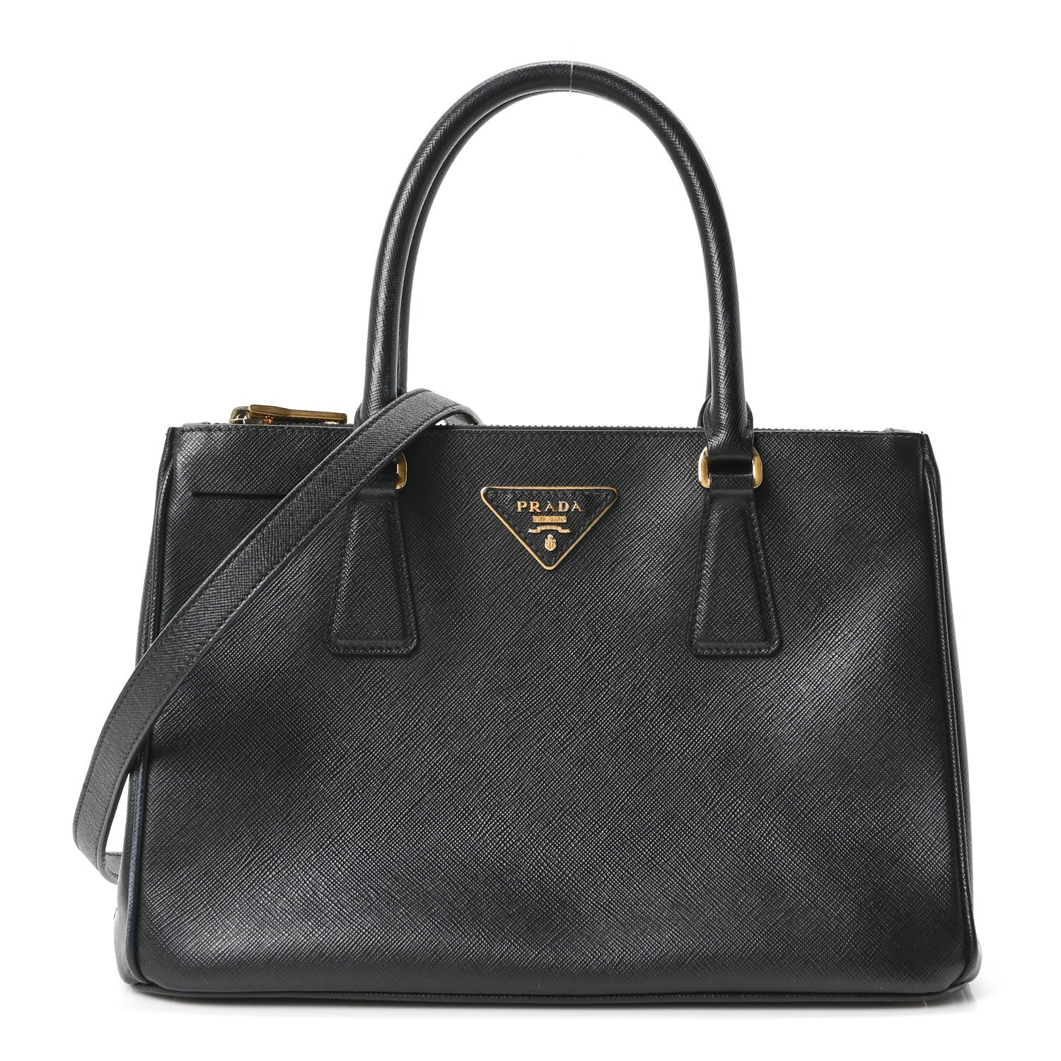 Saffiano Small Galleria Double Zip Tote Black