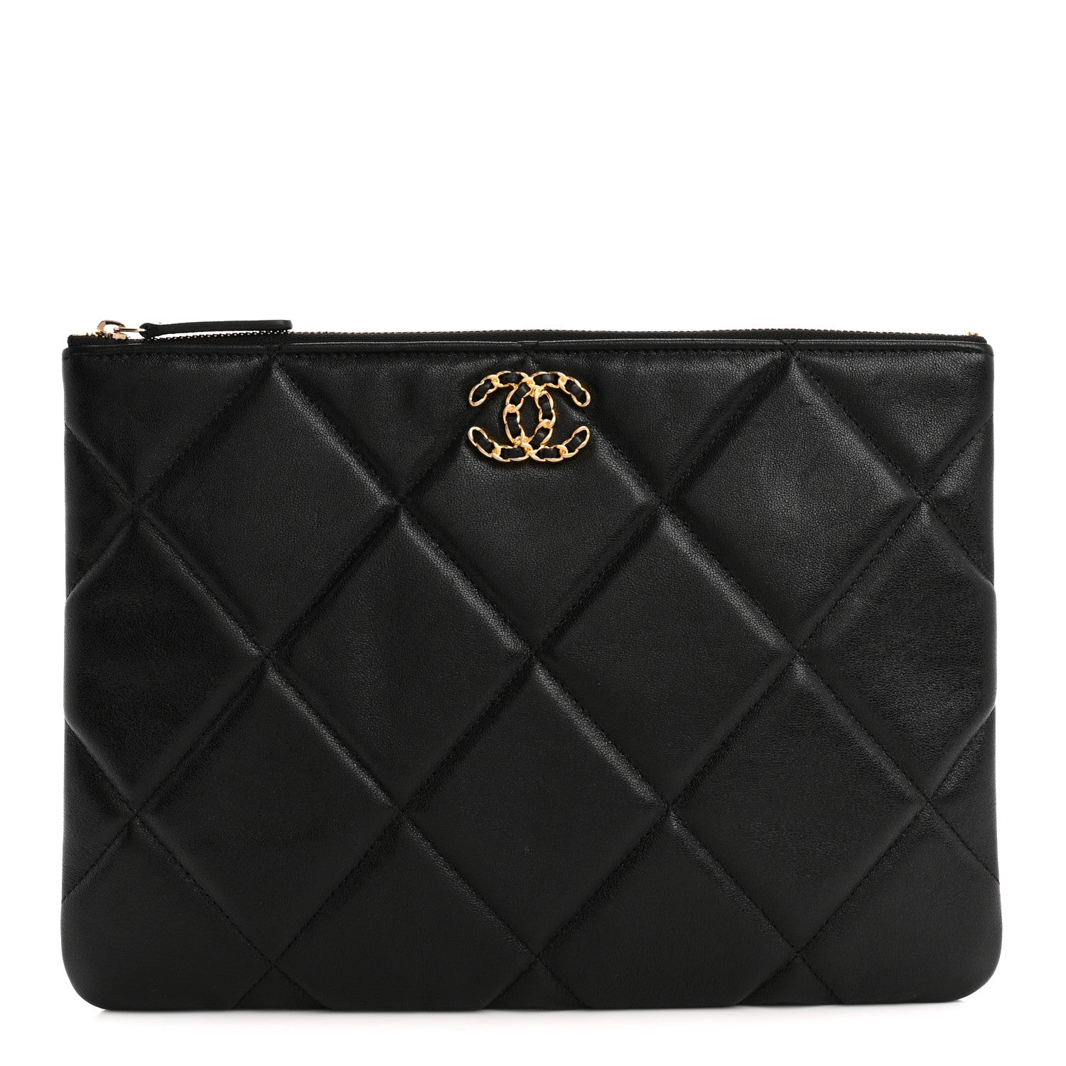 Lambskin Quilted Large Chanel 19 Cosmetic Case Black