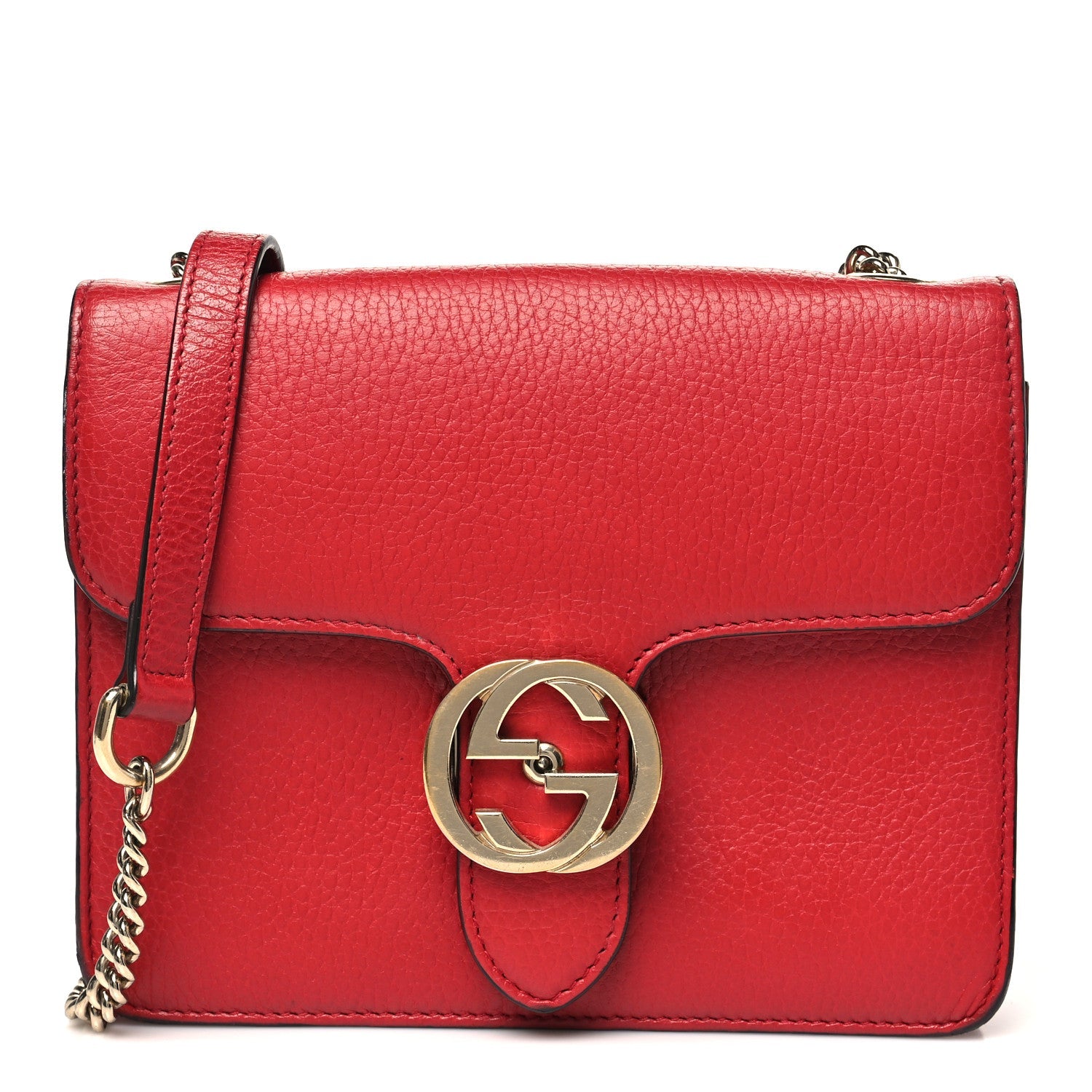 Dollar Calfskin Small Interlocking G Shoulder Bag Red