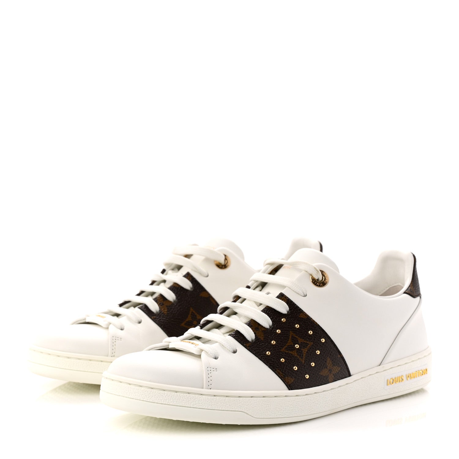 Calfskin Monogram Stud Front Row Sneaker 39 White