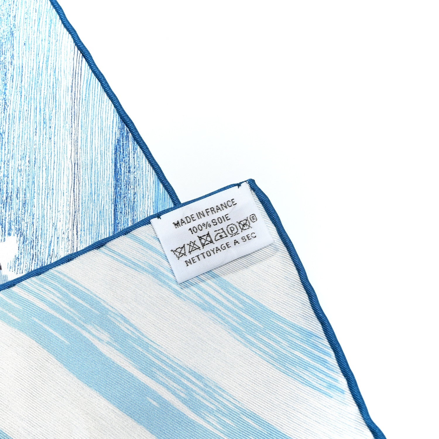 Silk Le Chat Carre Scarf 90 Bleu Caramel White