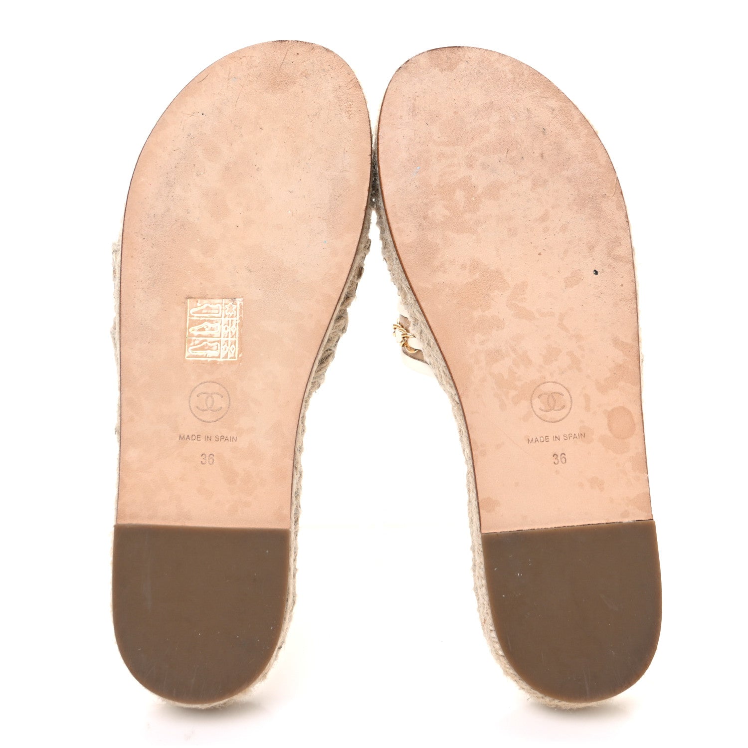 Lambskin Chain Espadrille Slip On Sandals 36 White