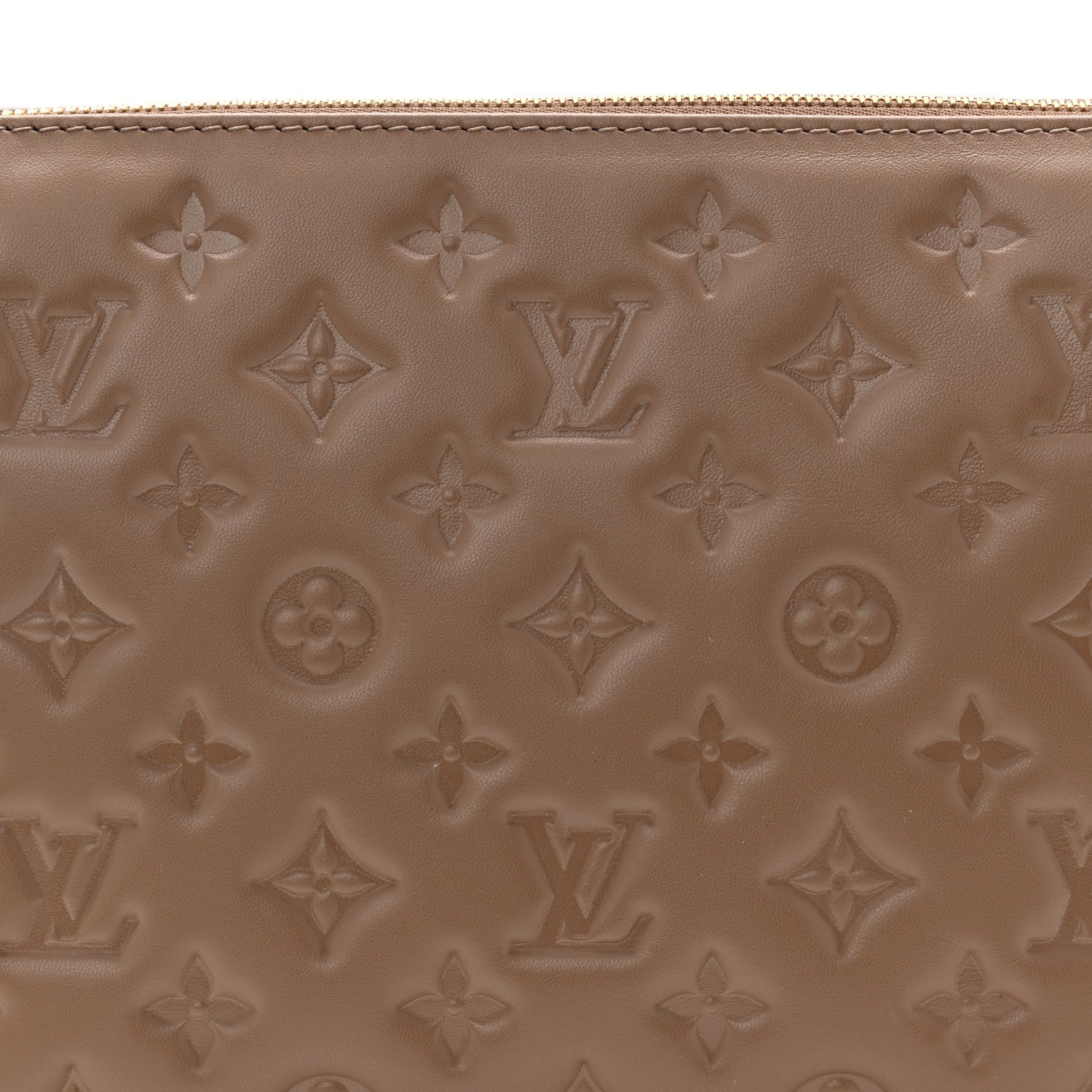 Lambskin Embossed Monogram Coussin PM Taupe