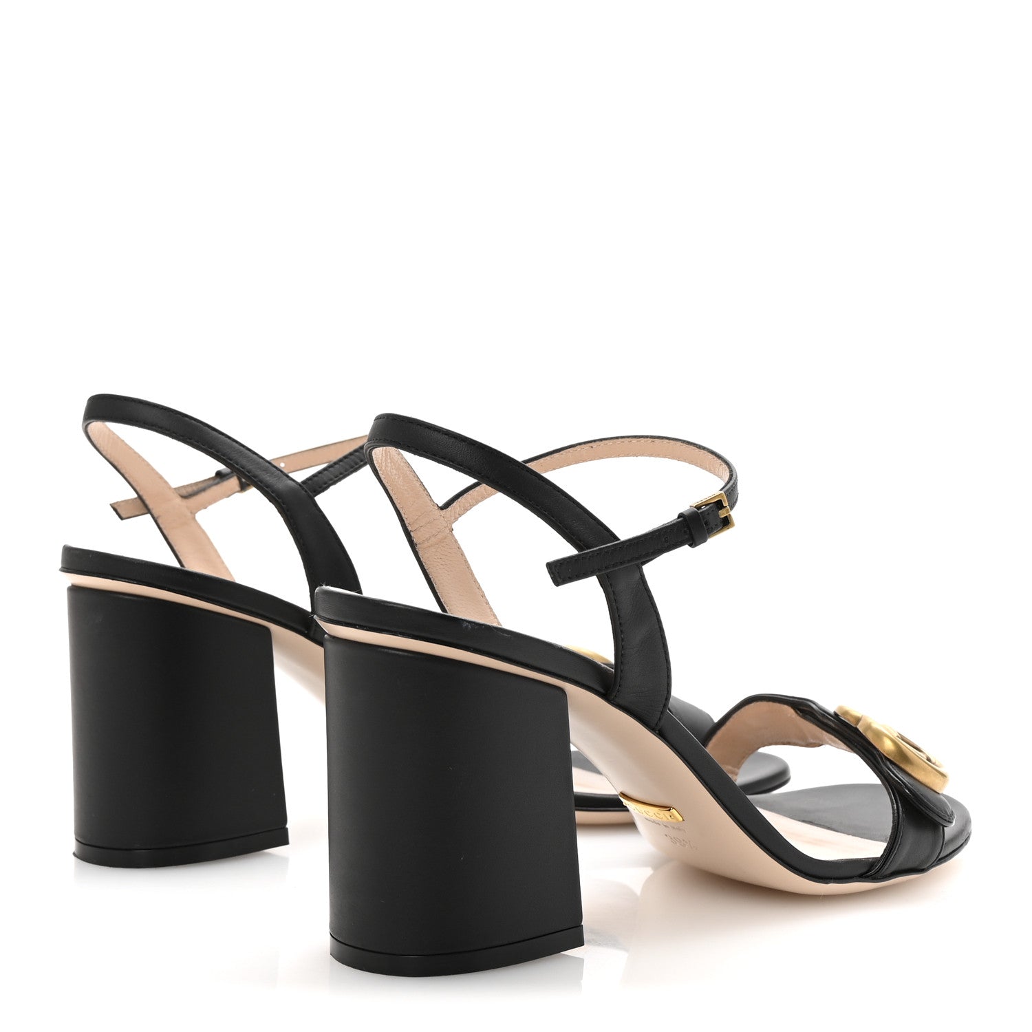 Lifford Calfskin GG Marmont Ankle Wrap 75mm Sandals 39.5 Black