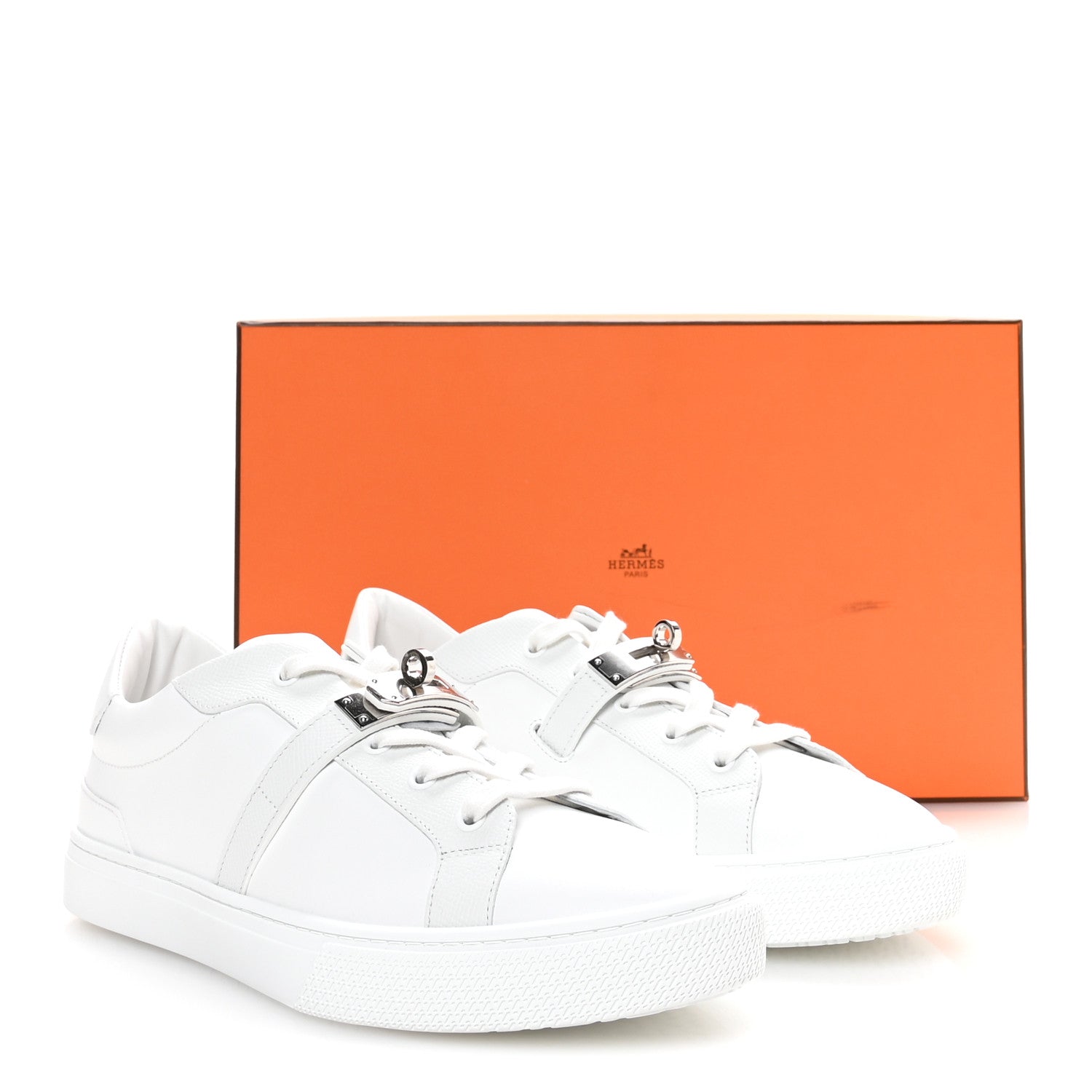 Calfskin Epsom Mens Day Sneakers 42 White