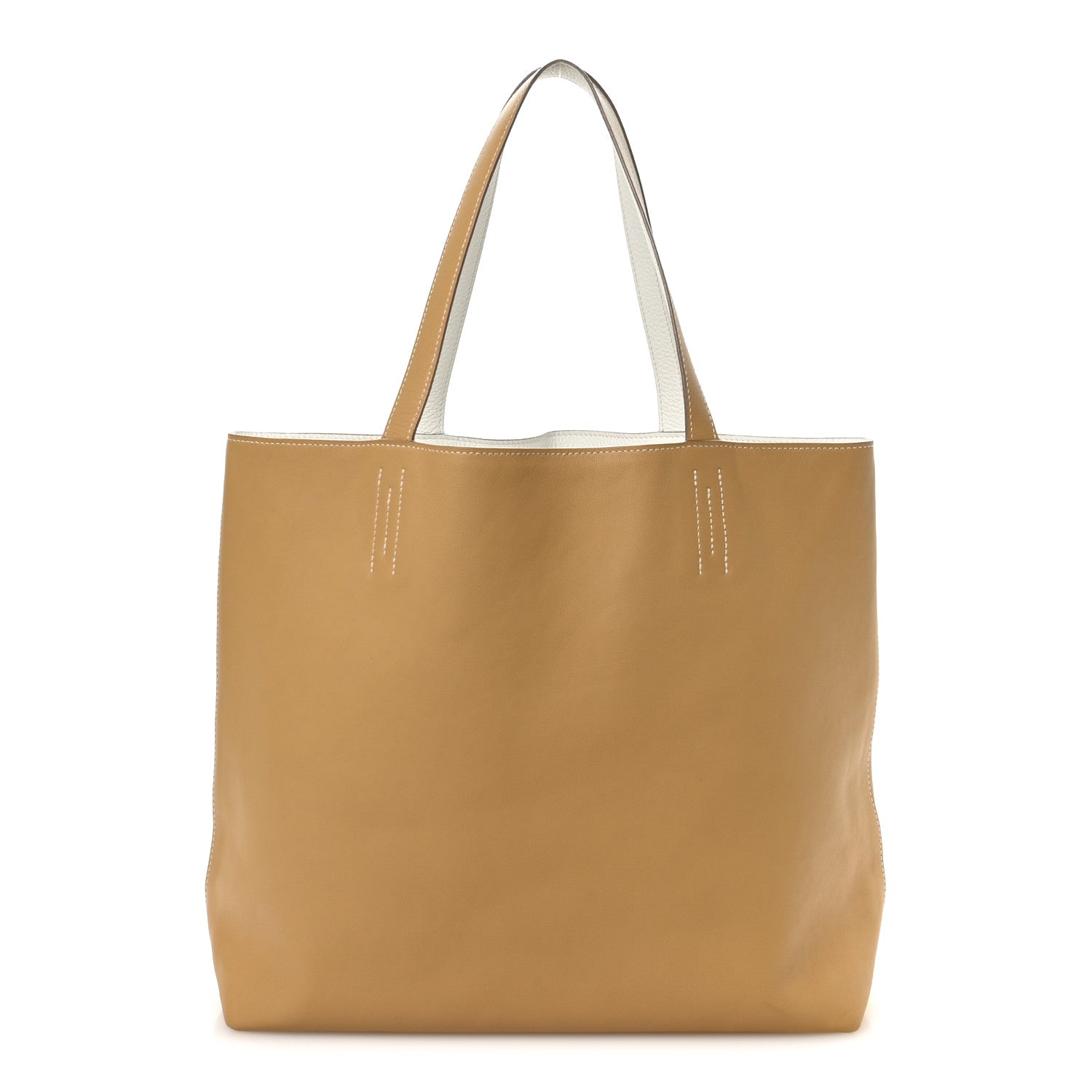 Taurillon Clemence Double Sens 45 Reversible Tote White Sable