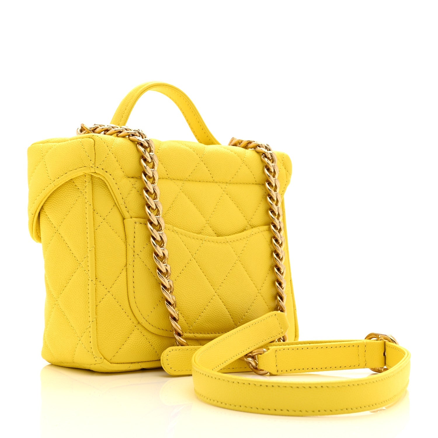 Caviar Quilted Handy Box Vanity Case Yellow