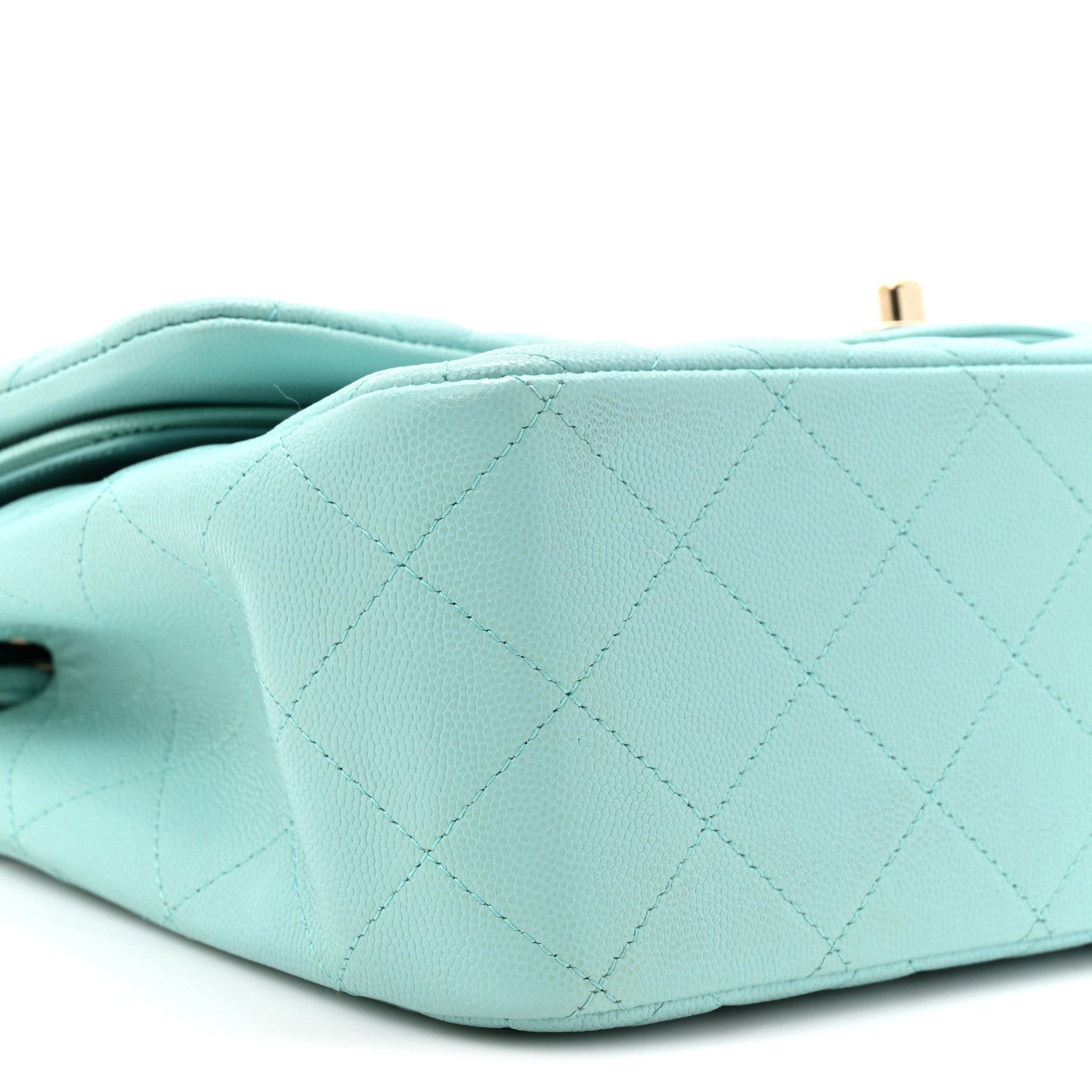 Caviar Quilted Jumbo Double Flap Light Blue