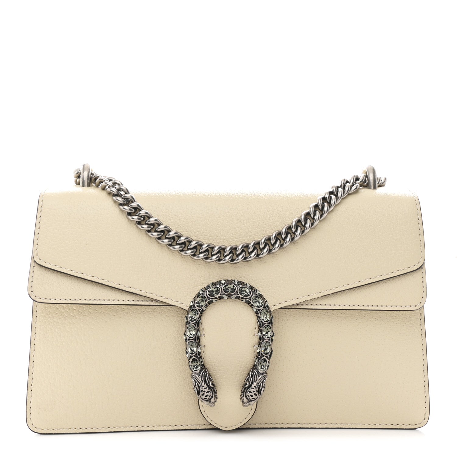 Textured Calfskin Crystal Small Dionysus Shoulder Bag Mystic White
