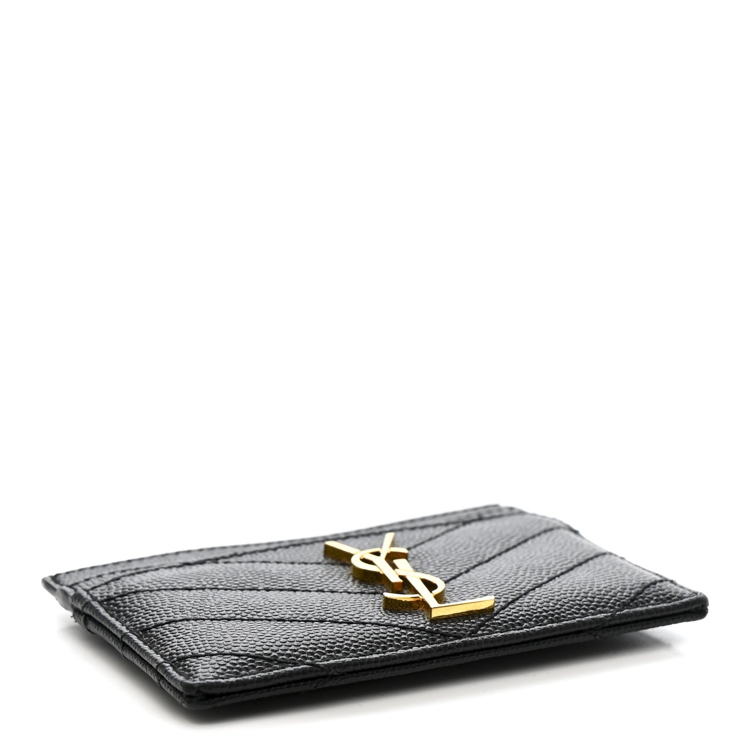 Grain De Poudre Matelasse Chevron Monogram Credit Card Case Black