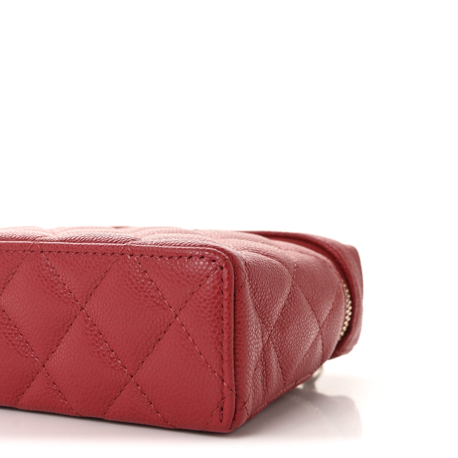 Caviar Quilted Top Handle Slim Vanity With Chain Red