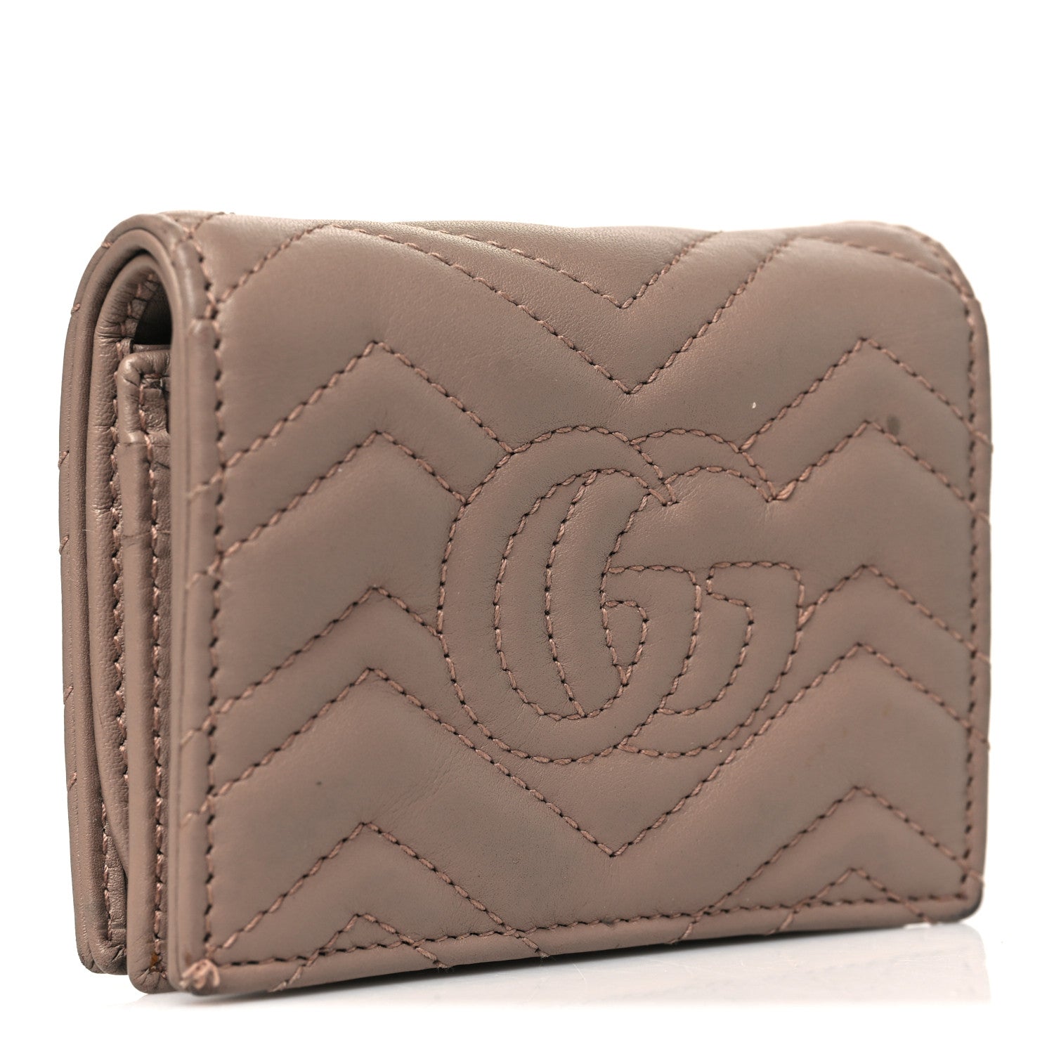 Calfskin Matelasse GG Marmont Card Case Wallet Porcelain Rose