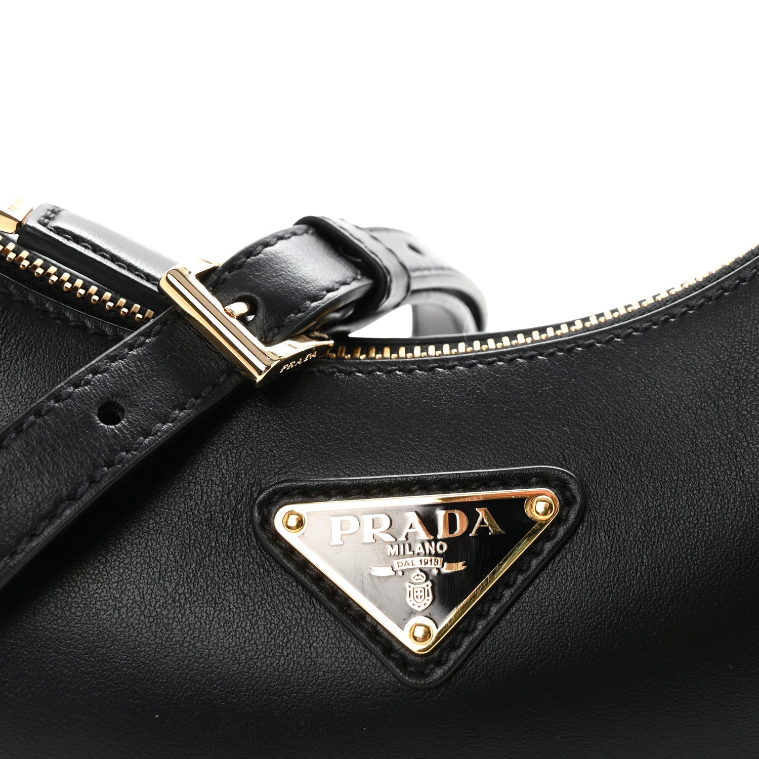 Soft Calfskin Arque Shoulder Bag Black