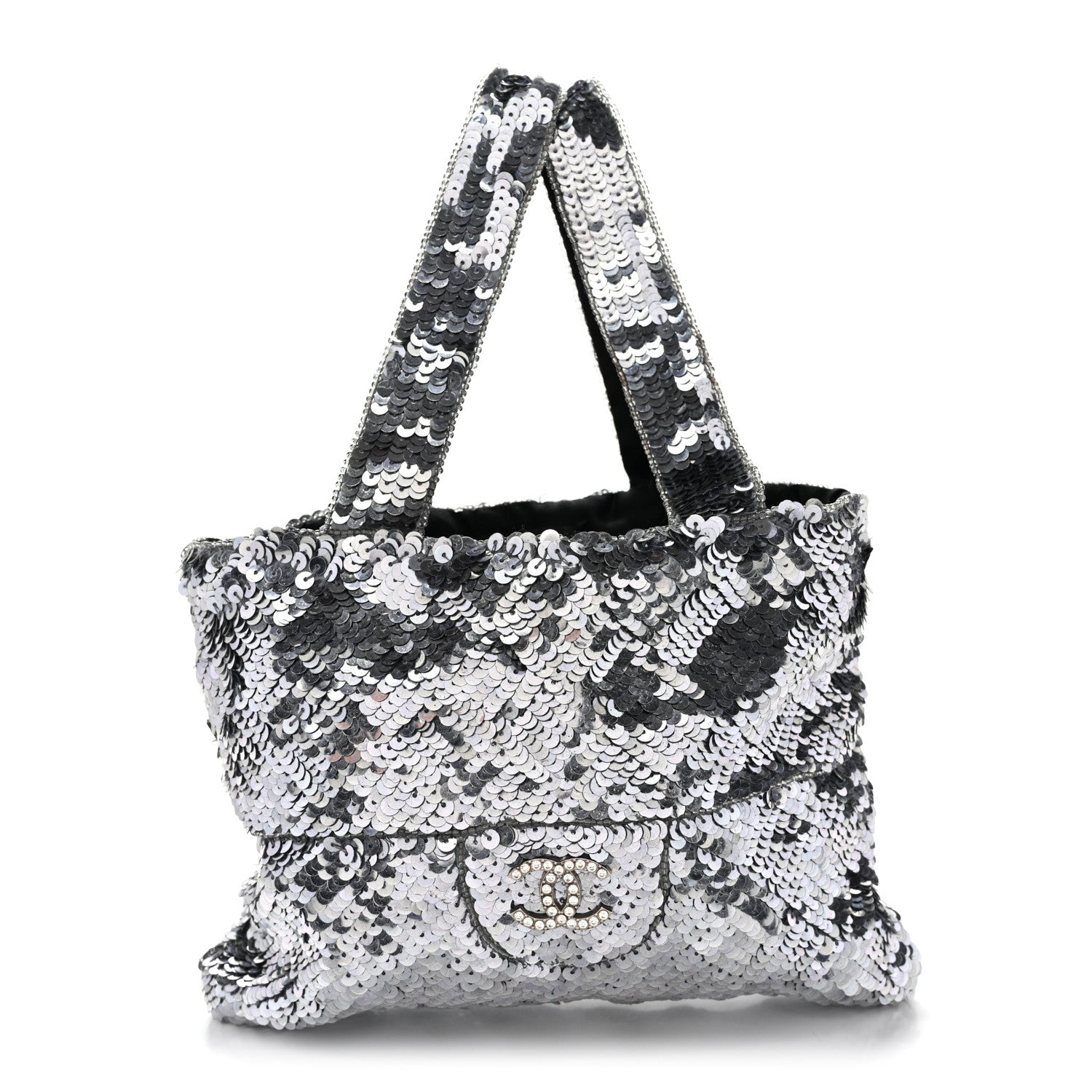 Satin Sequin Mini Tote Blue