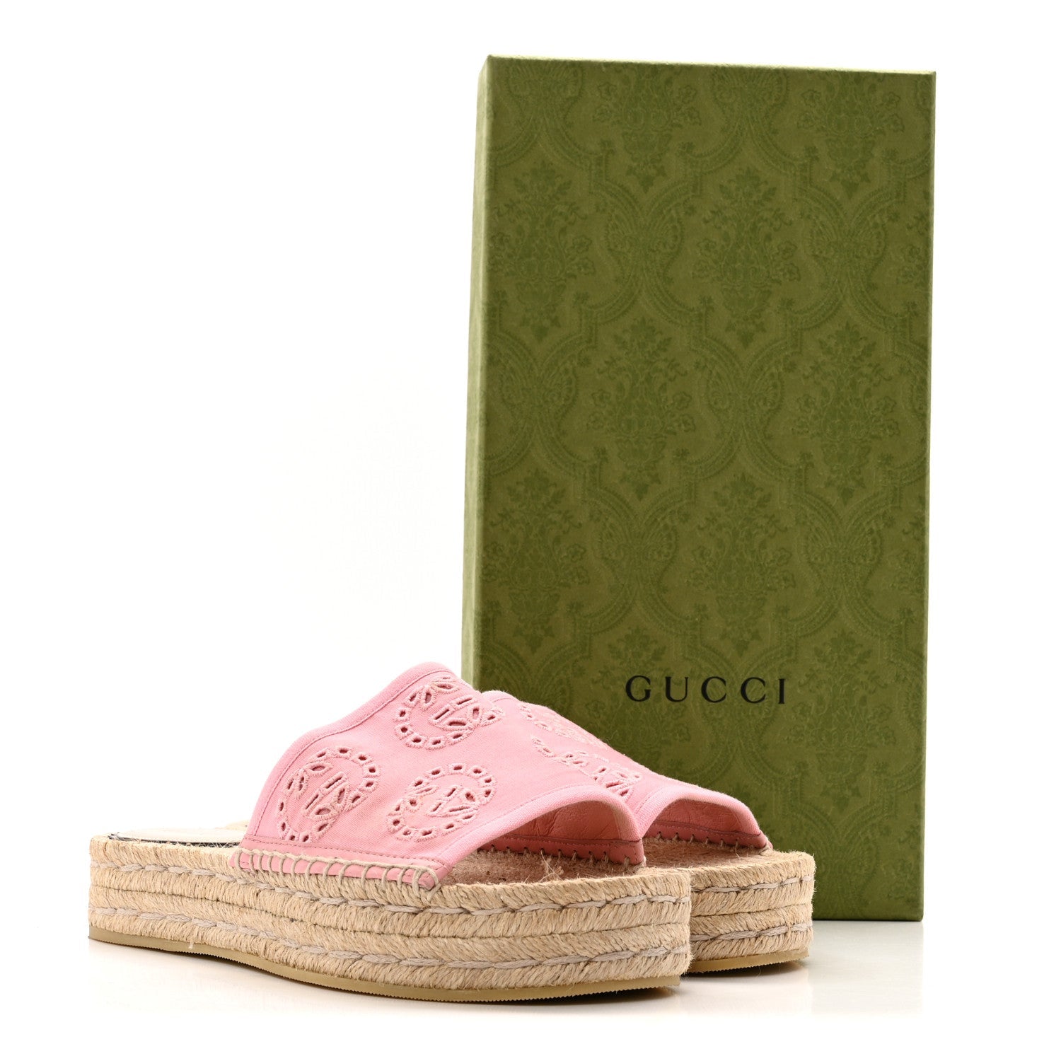 Canvas Interlocking G Damita Espadrille Sandals 37.5 Wild Rose