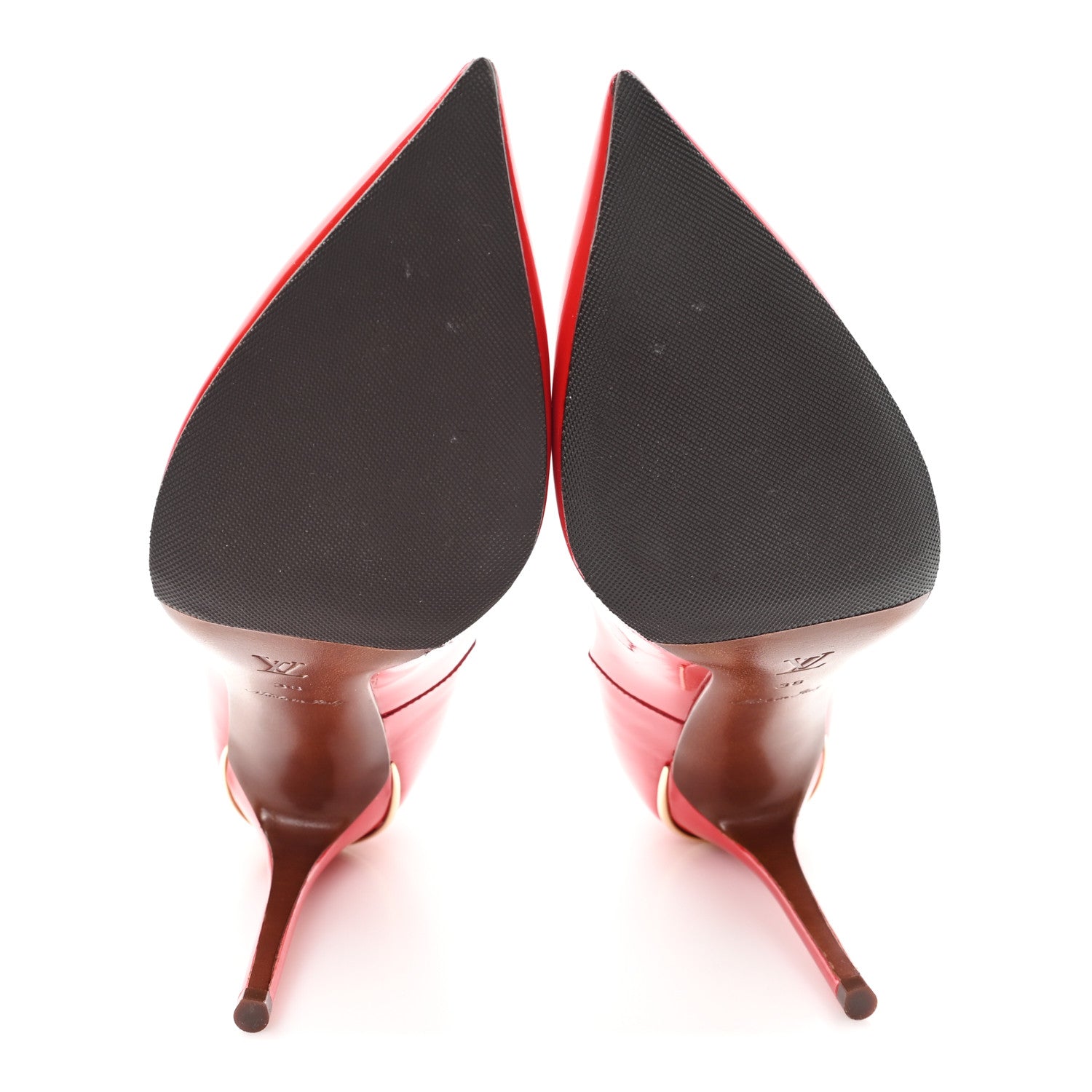Patent Calfskin Eyeline Pumps 38 Rouge