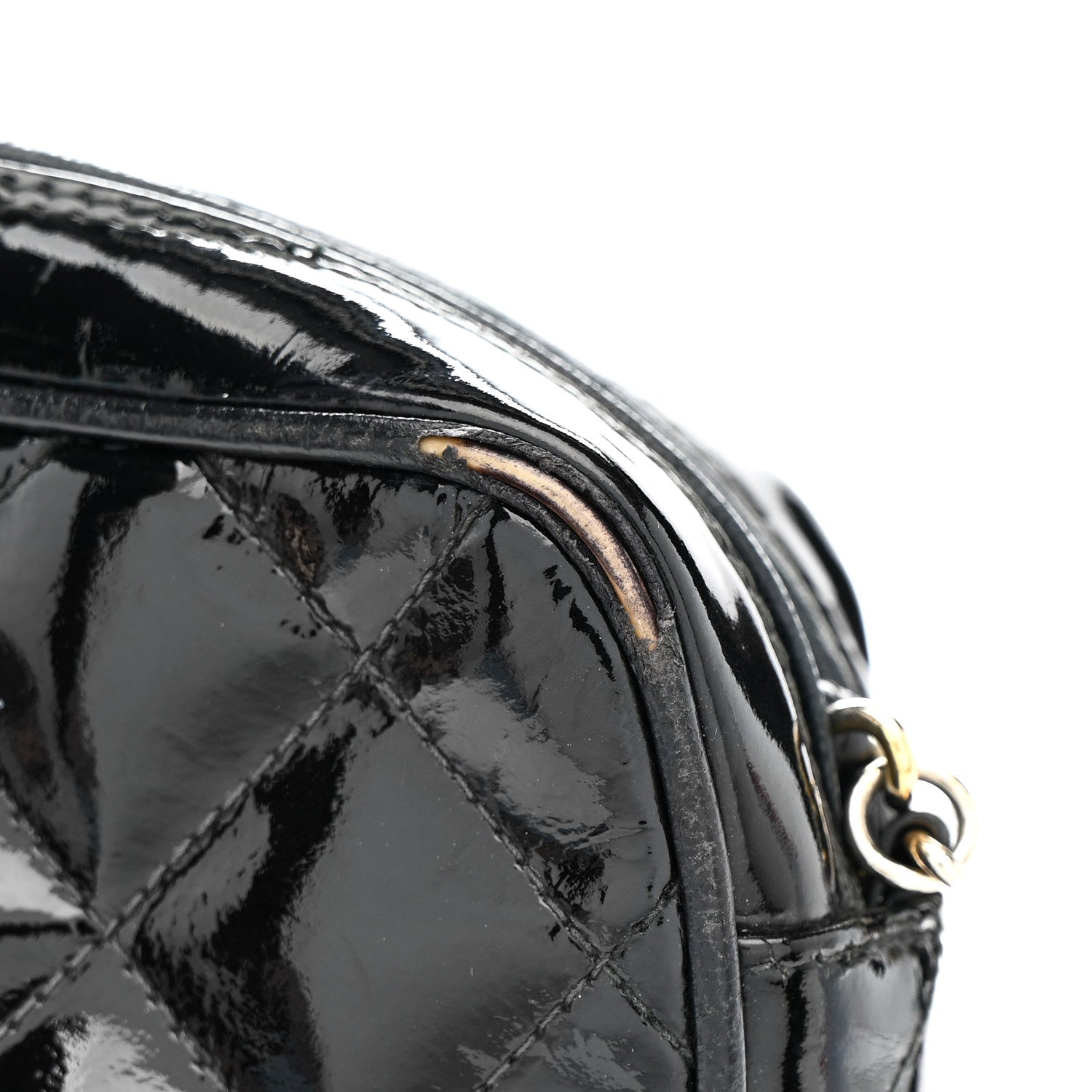 Patent Quilted Tassel Camera Case Black