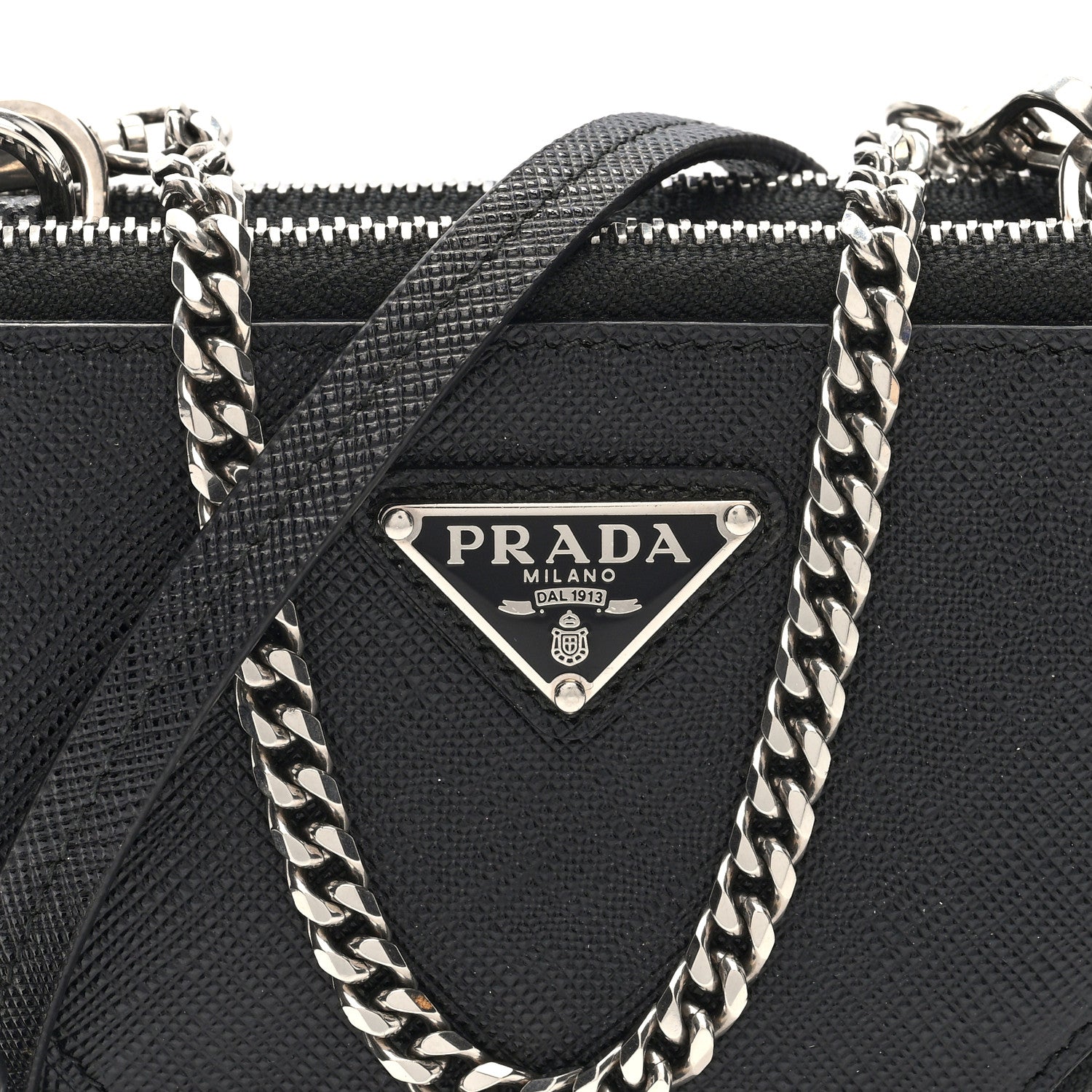 Saffiano Mini Triangle Crossbody Pouch Black
