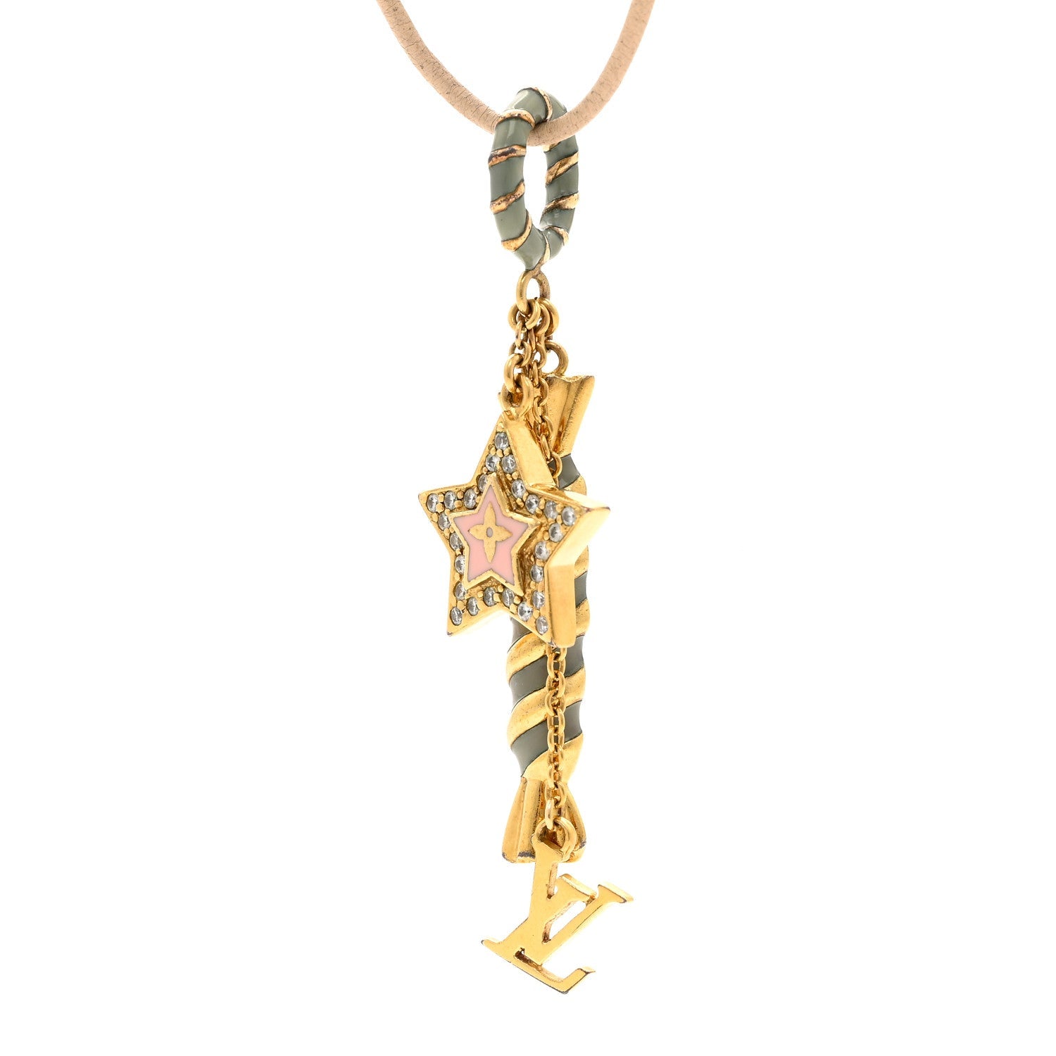 Crystal Enamel Candy Star Charm Necklace Gold Multicolor