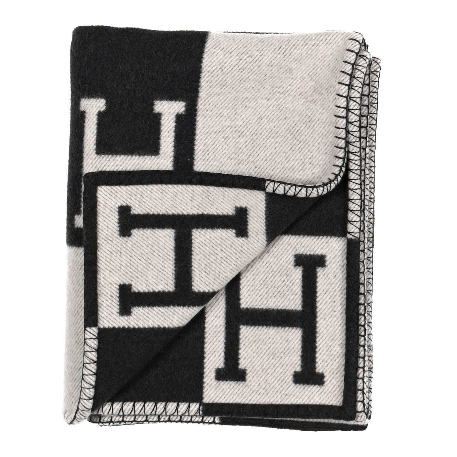 Wool Cashmere Avalon Blanket Ecru Gris Fonce