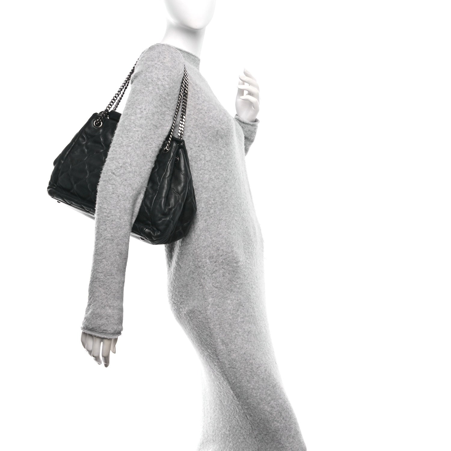 Lambskin Cells Accordion Tote Black