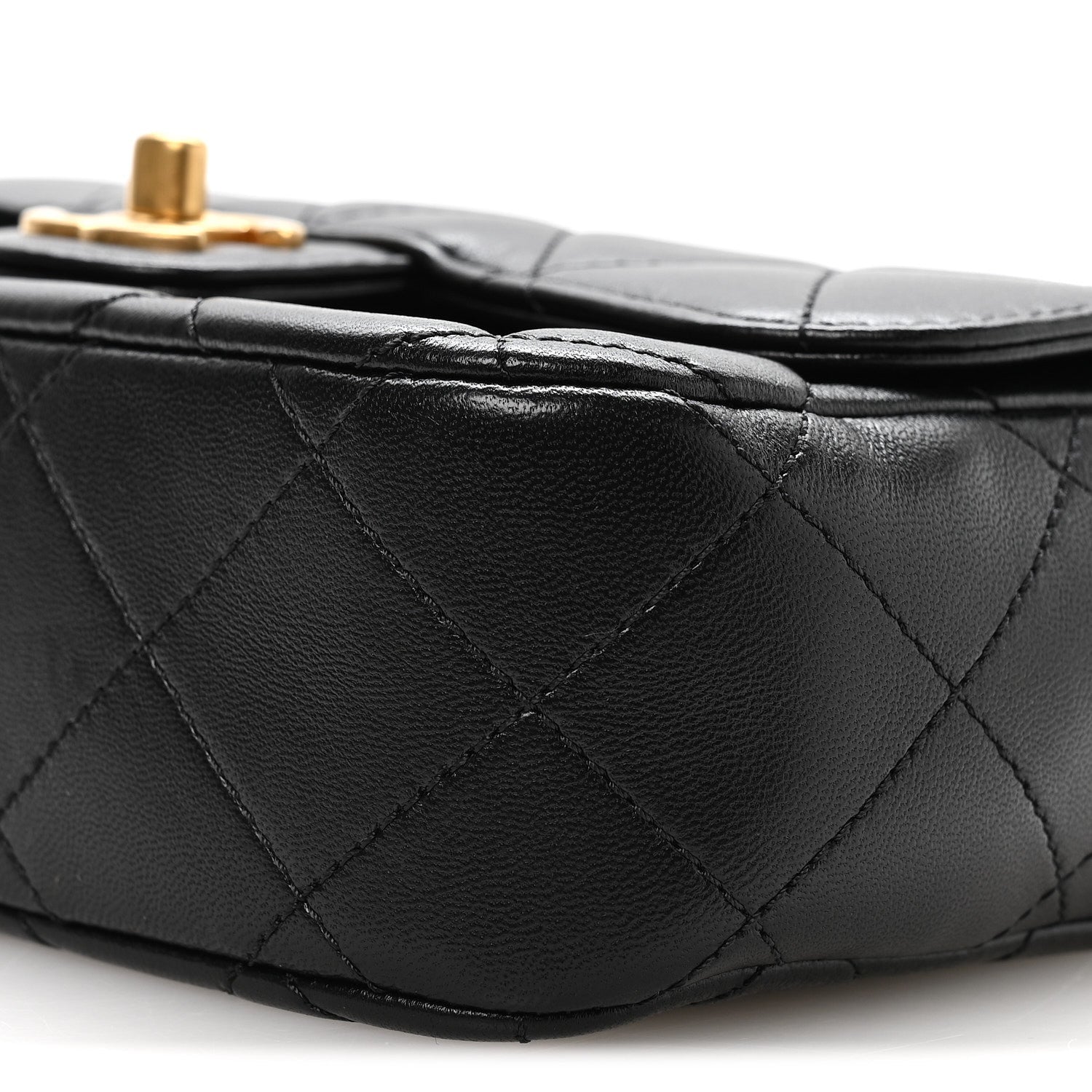 Lambskin Quilted Bijoux Chain Mini Top Handle Flap Black