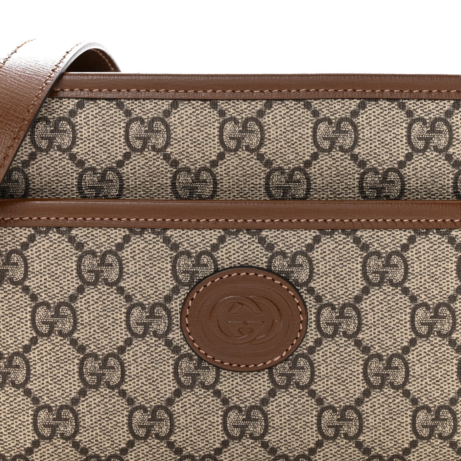 GG Supreme Monogram Azalea Calfskin Mini Retro Interlocking G Shoulder Bag Beige Ebony Brown Sugar