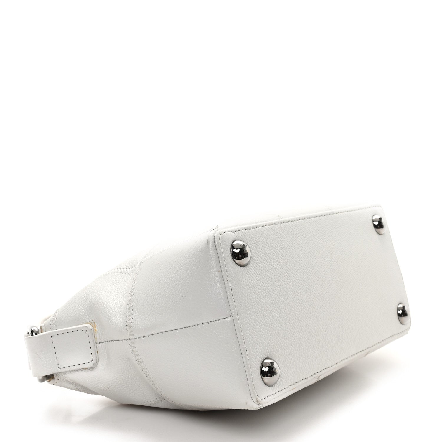 Caviar Square Stitched Bag White