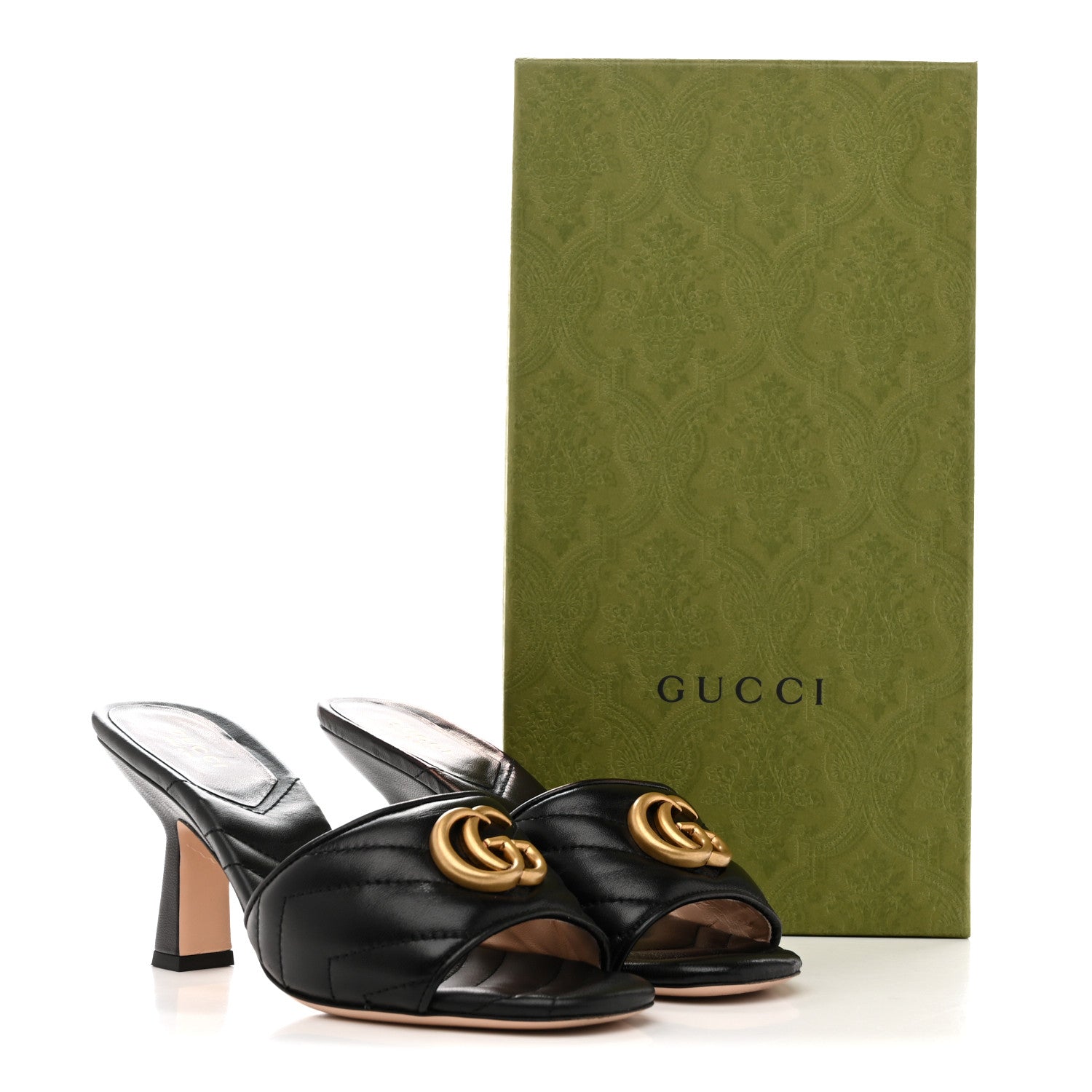 Nappa Matelasse GG Marmont 75mm Slide Sandals 37 Black