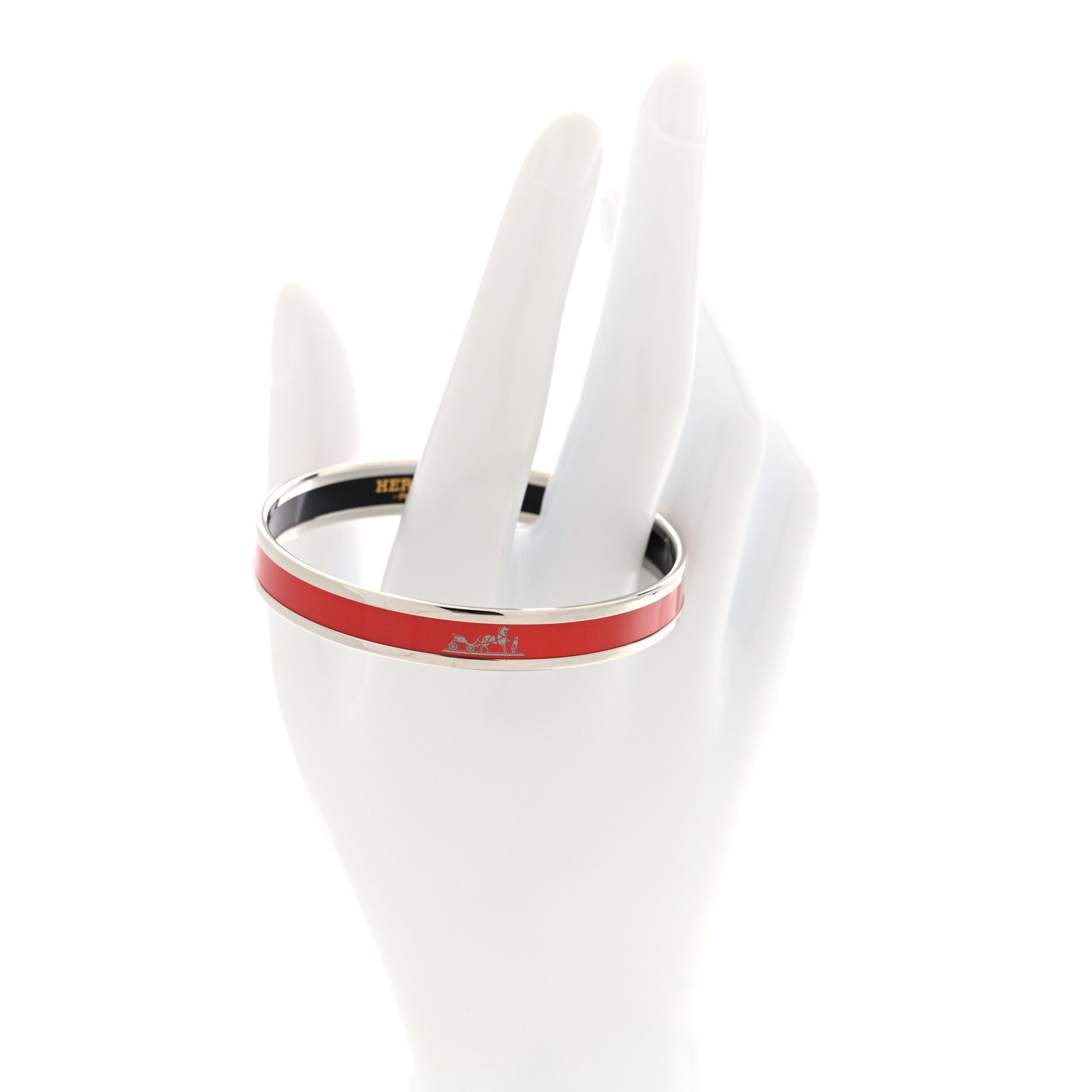Enamel Printed Narrow Caleche Bracelet 65 Rouge H