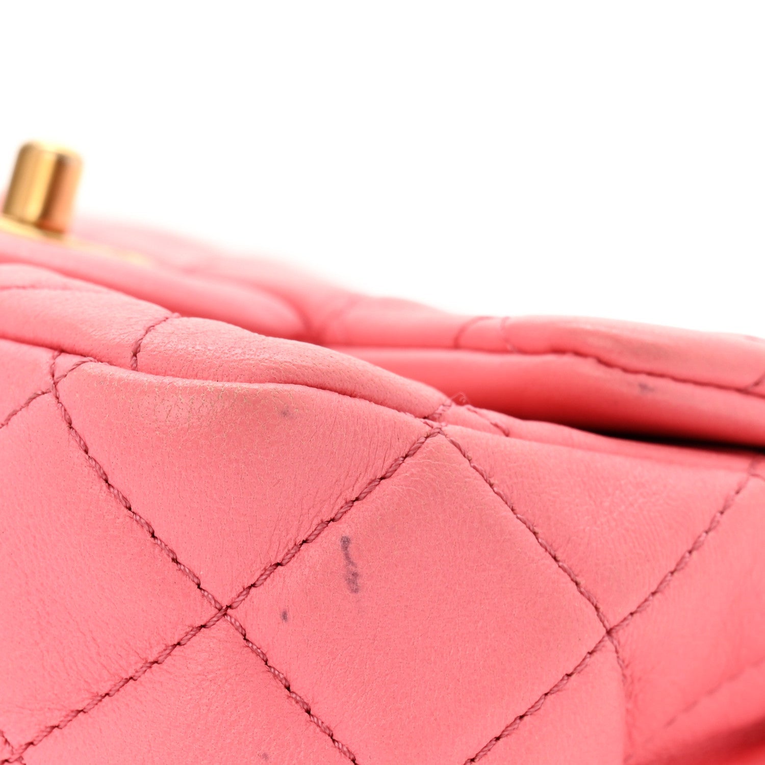 Lambskin Quilted Mini Pearl Crush Flap Pink